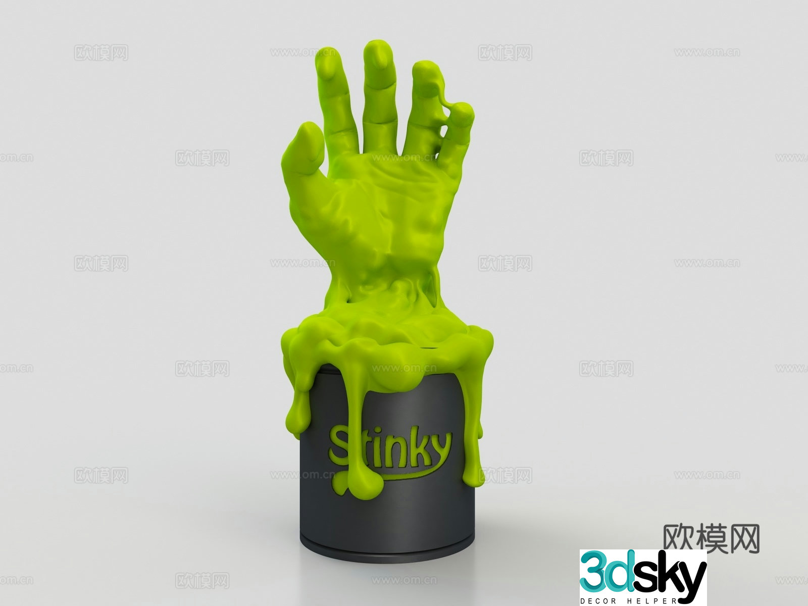 Paint bucket hand sculpture liquid palm 3d model