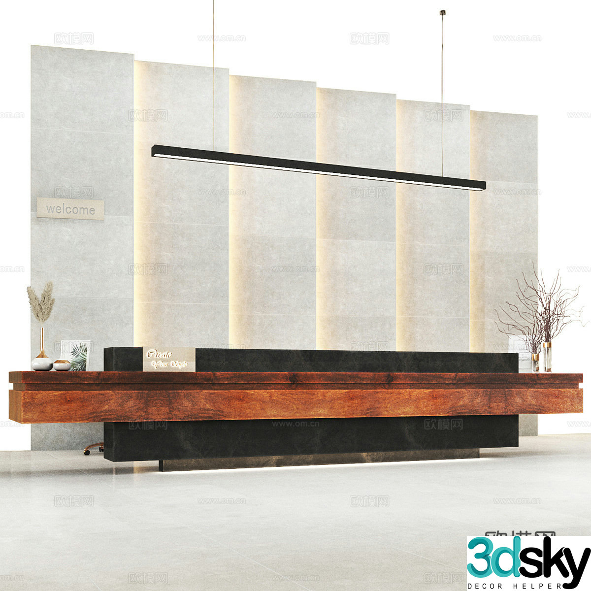 Front desk service desk exhibition reception desk 3d model
