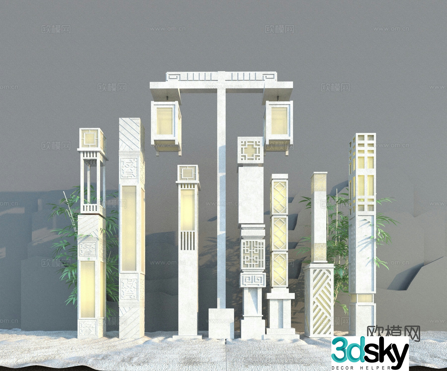 Chinese style outdoor lamp landscape lamp 3d model
