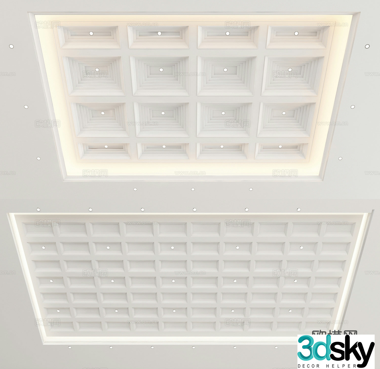 European style suspended ceiling square suspended ceiling modeling ceiling 3d model