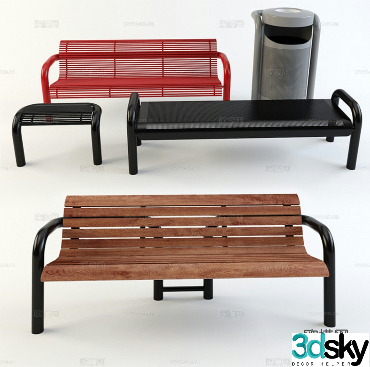 Modern public chair public bench bench 3d model