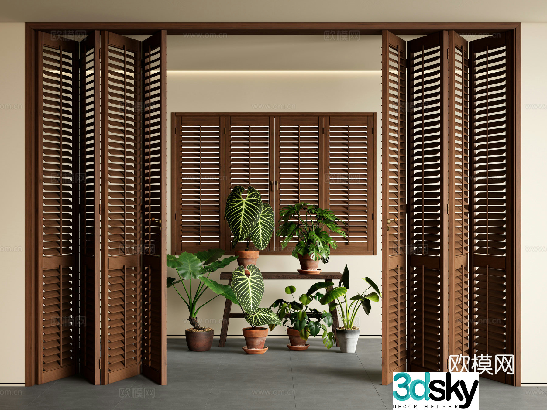 Medieval folding door louvered folding door multiple sliding door louvered door 3D model