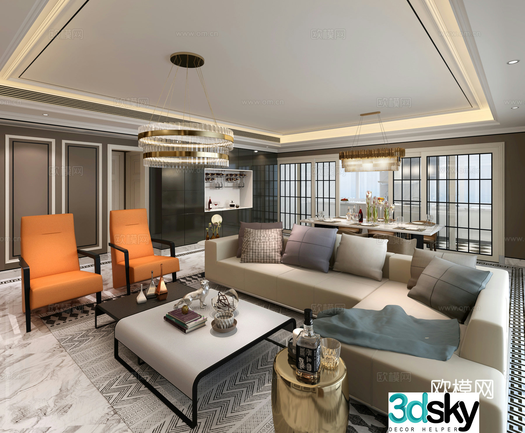 Light luxury restaurant 3D model