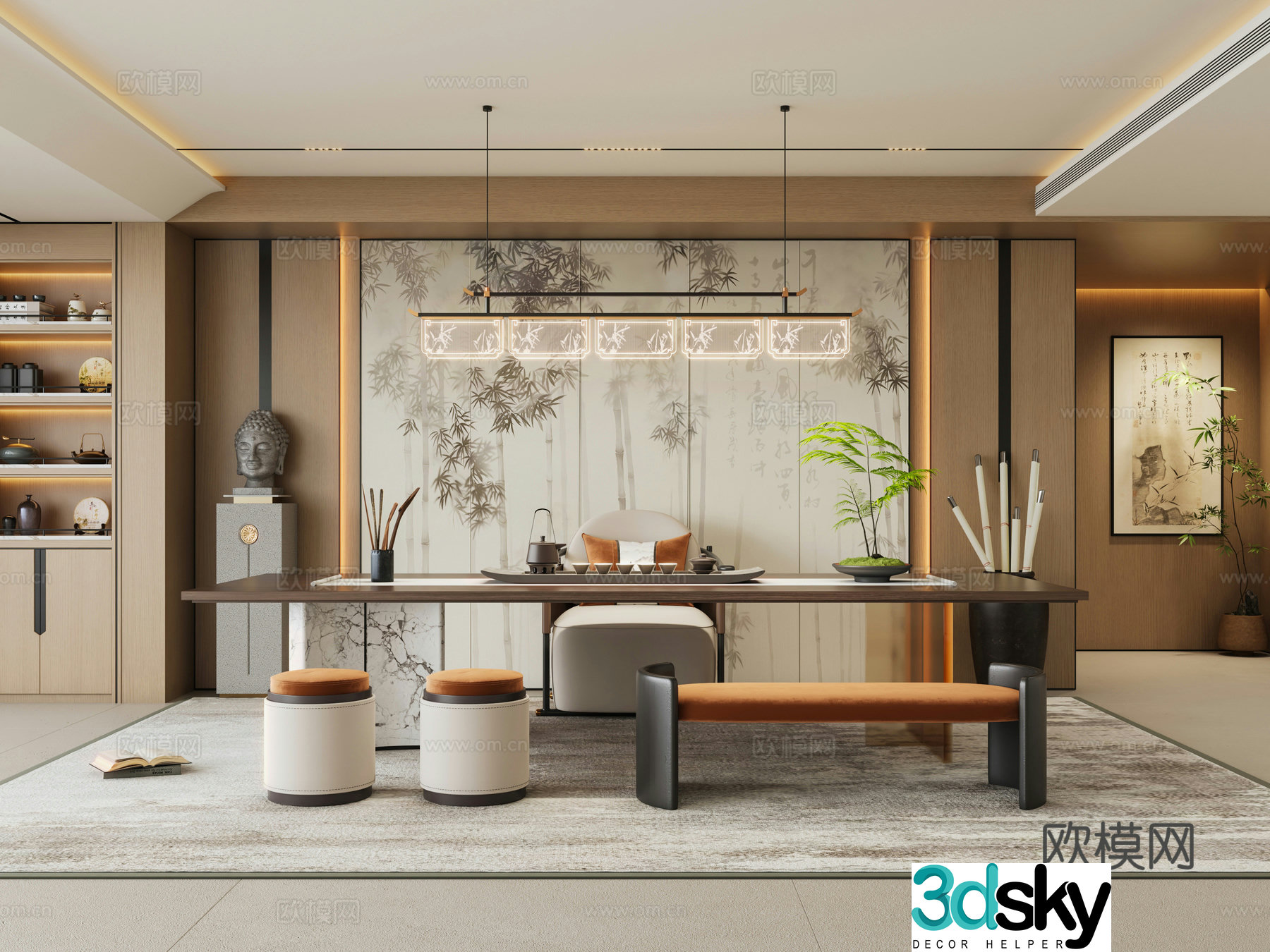 New Chinese tea room 3d model
