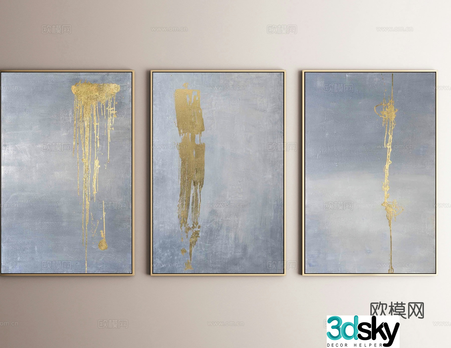 Modern decorative painting texture painting hanging painting 3d model