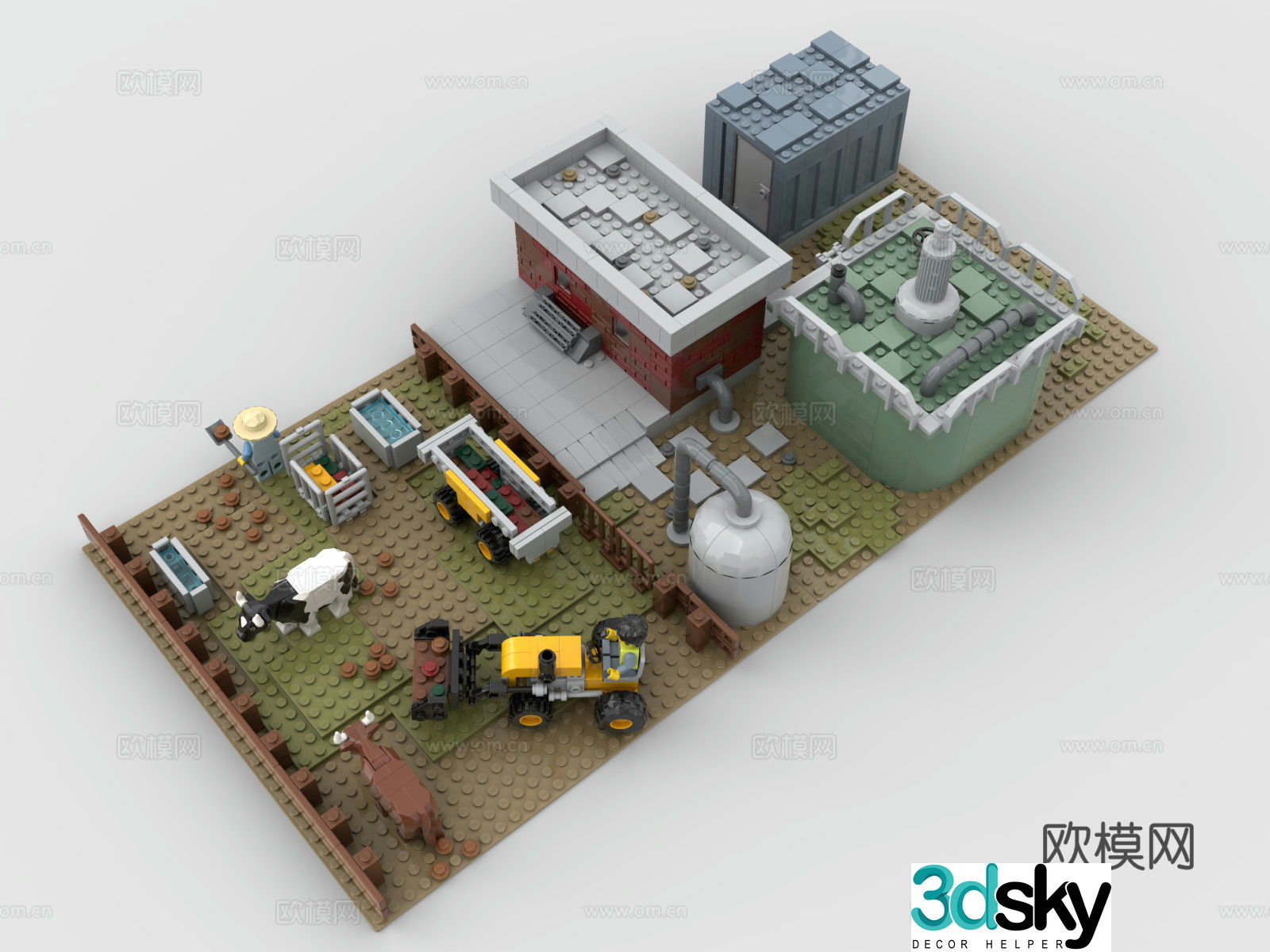 Lego LEGO toys building blocks farm repair shop ranch scene 3d model