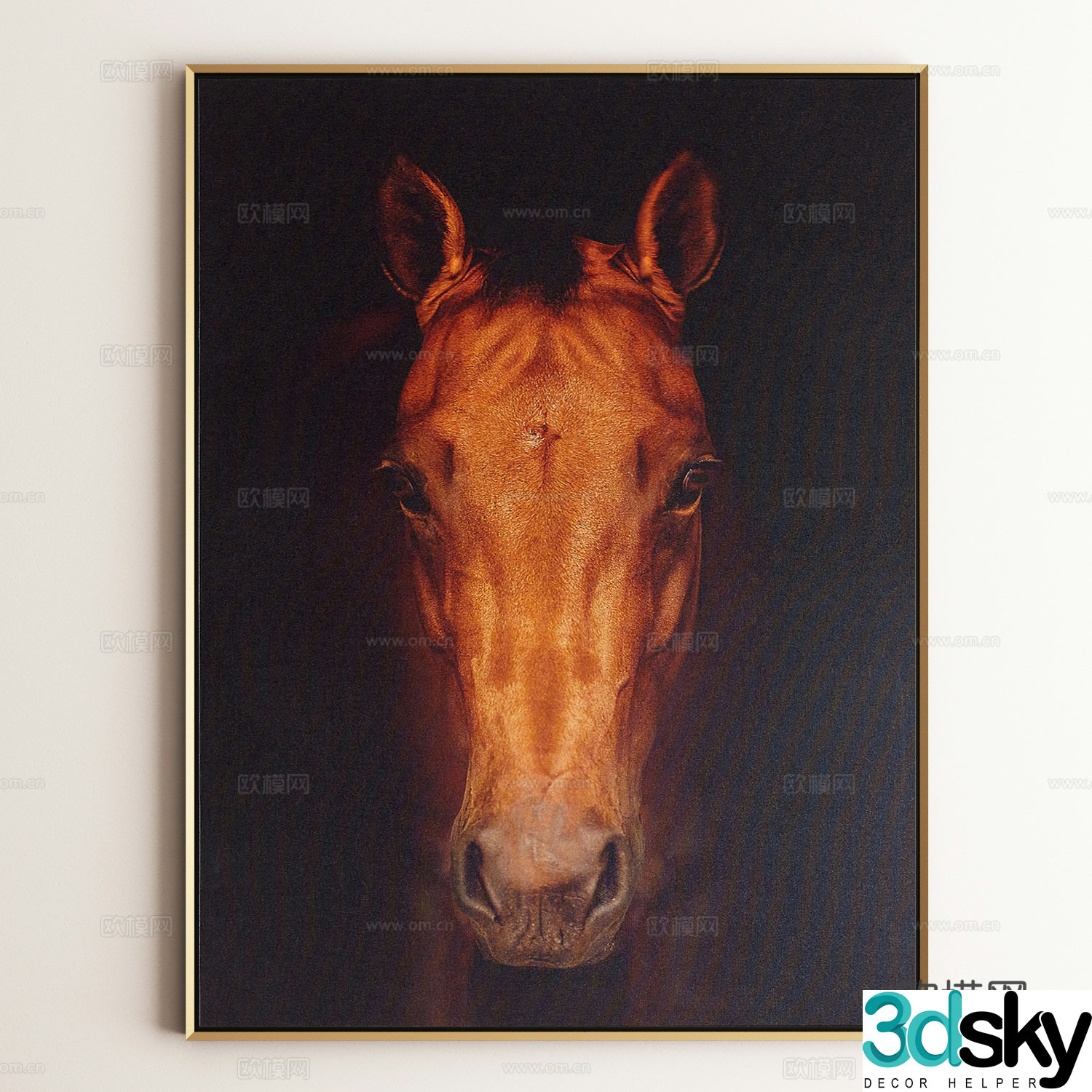 Modern decorative painting horse hanging painting 3d model