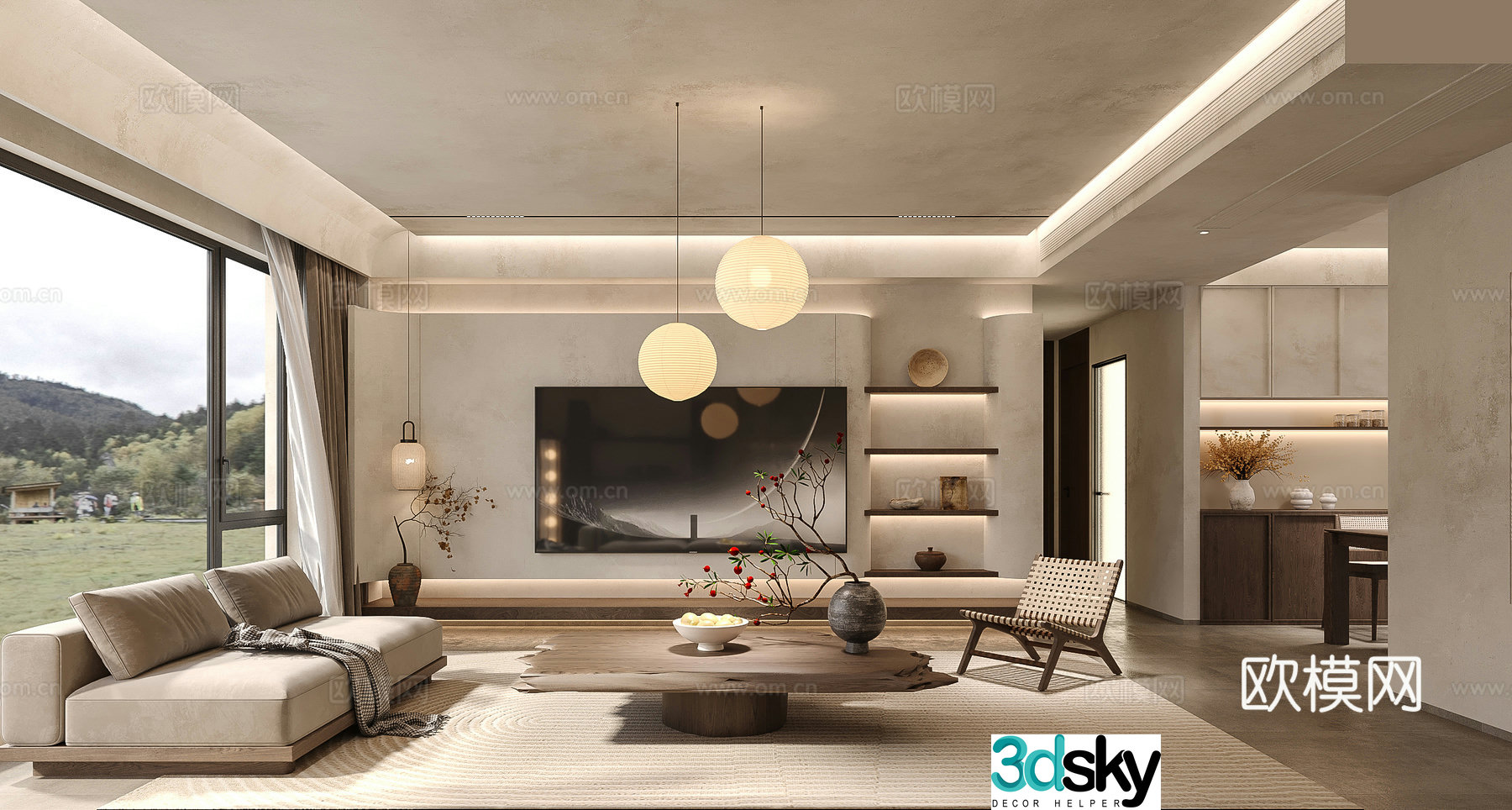 Wabi-sabi living room 3d model