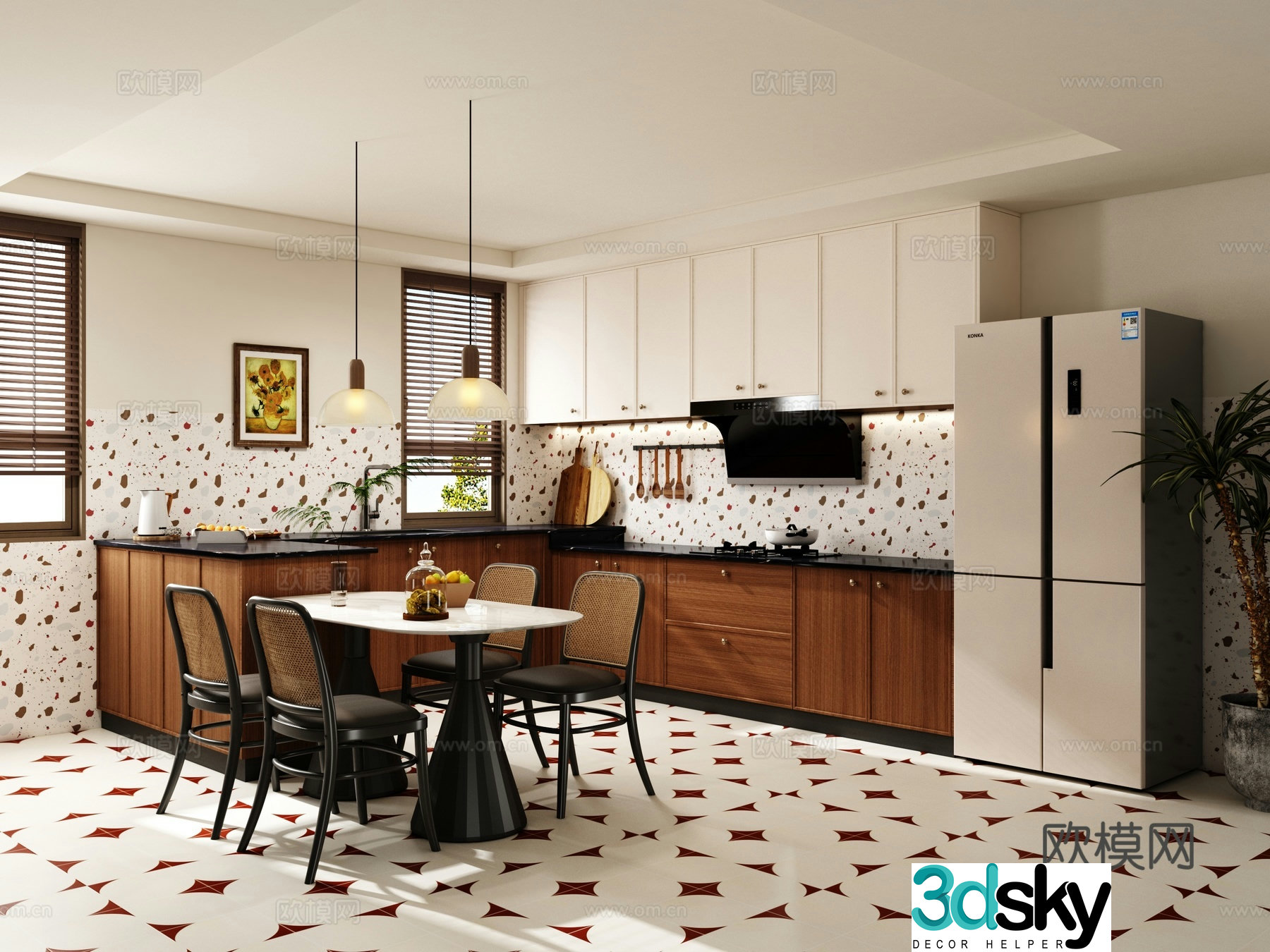 Open kitchen island cabinet 3d model