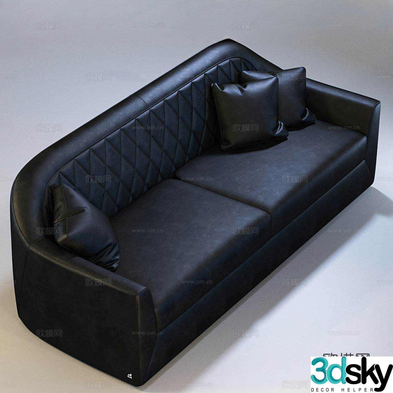 Double sofa leather sofa 3d model