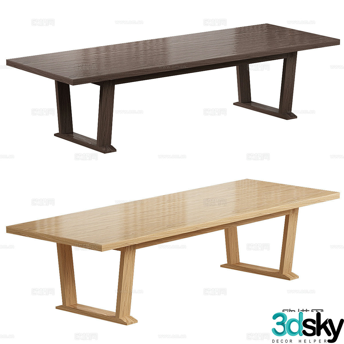Bar dining table solid wood dining table 3d model
