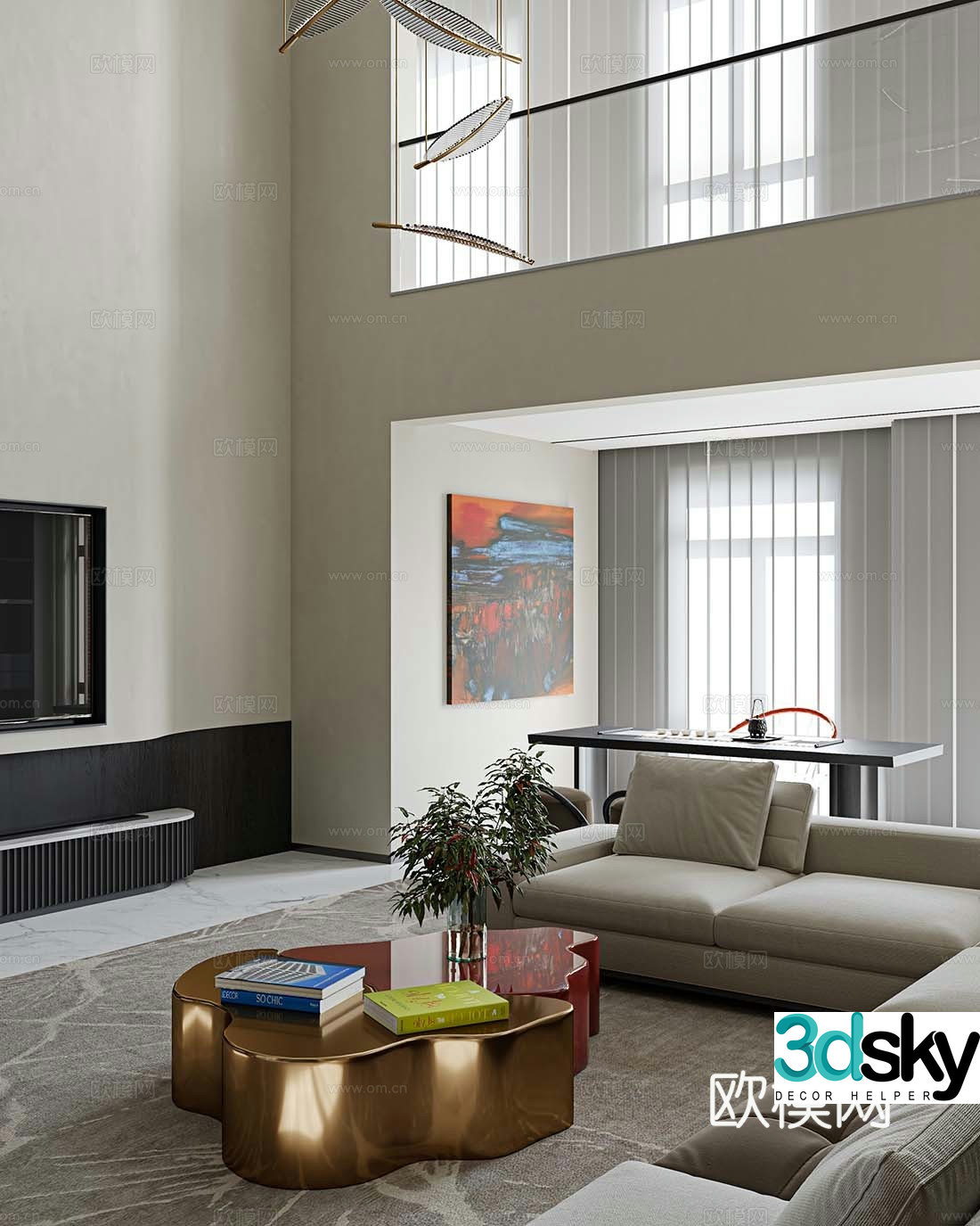 Multi-person sofa corner sofa 3d model