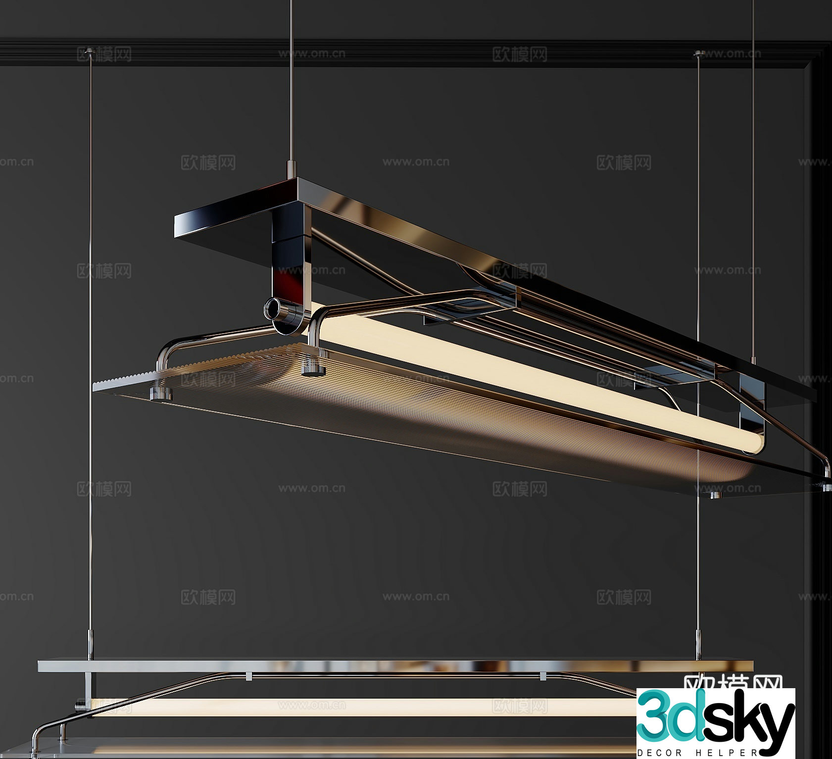 Art chandelier restaurant chandelier 3d model