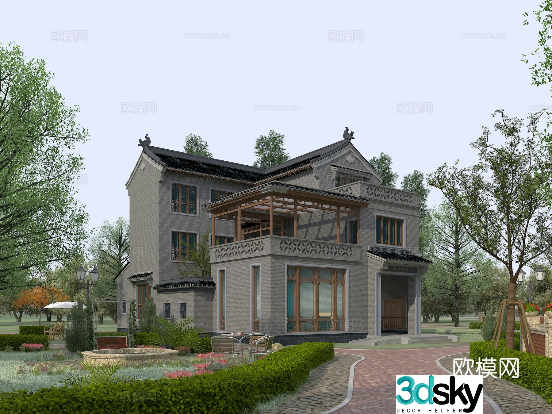 Chinese villa appearance 3D model