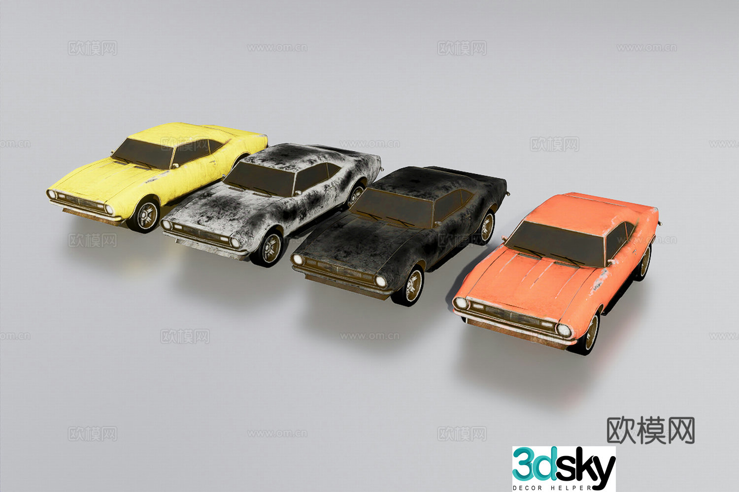 dilapidated car 3d model