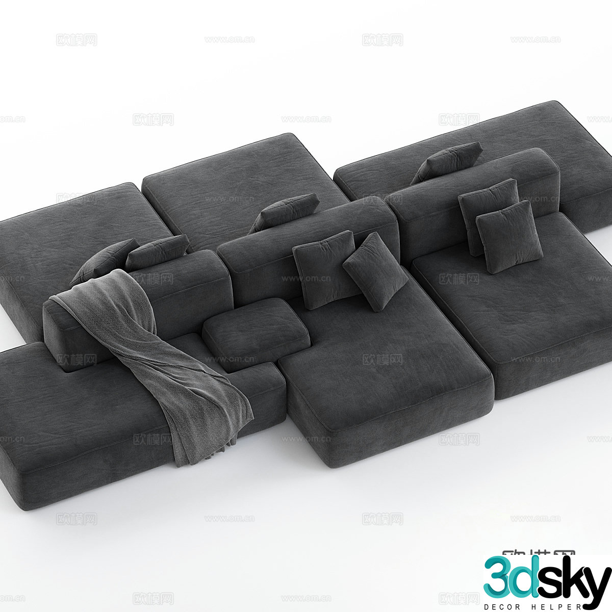 Multi-person sofa module sofa 3d model
