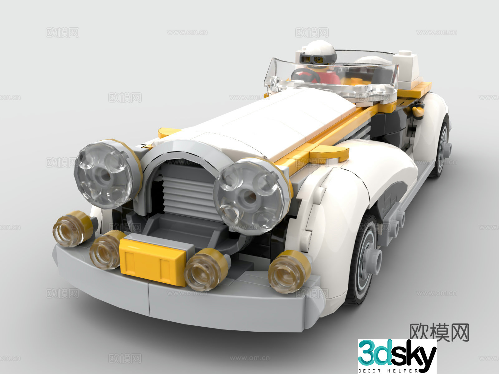 Lego LEGO toy sports car car vehicle supercar retro roadster 3d model