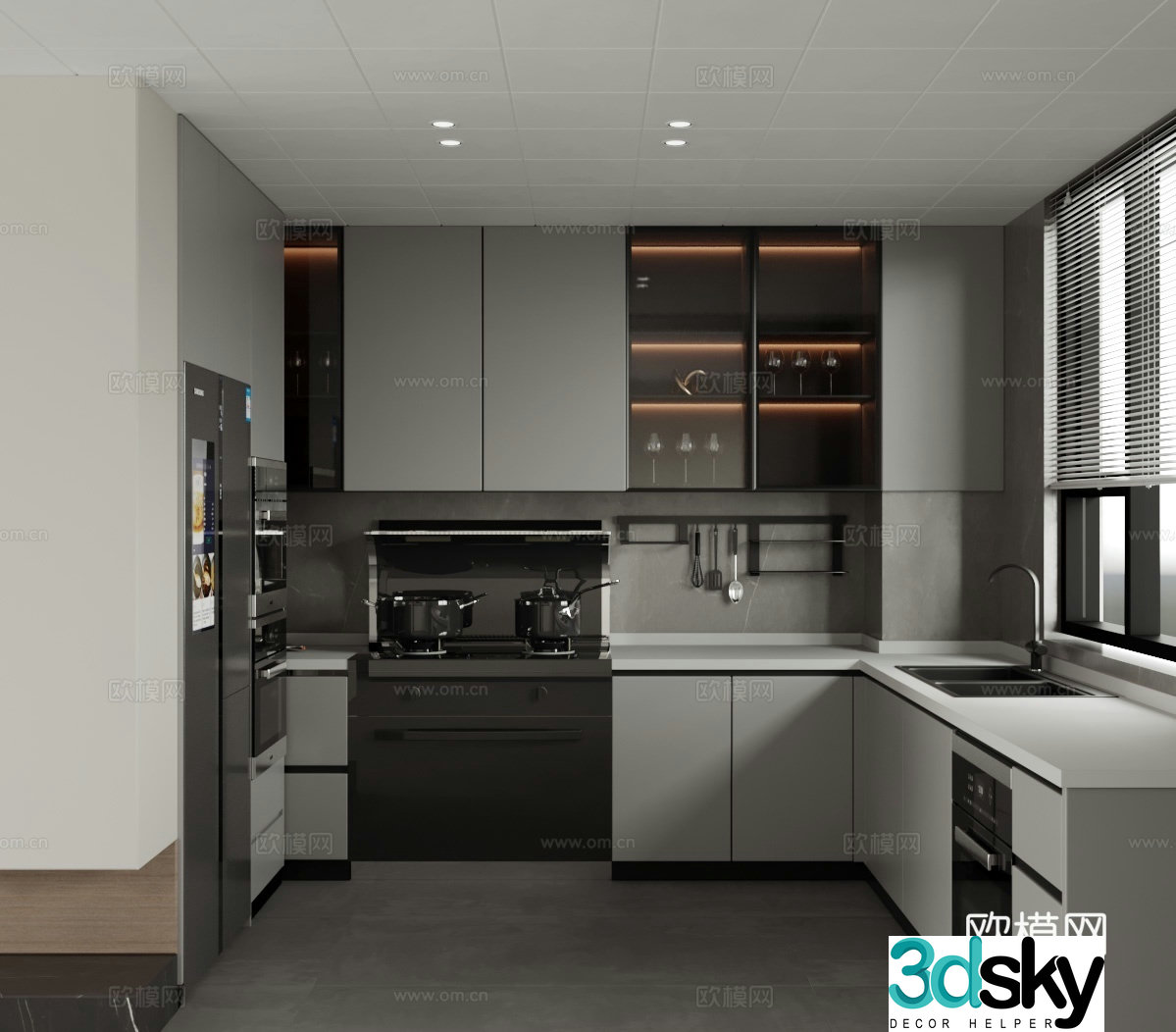modern kitchen cabinet 3d model
