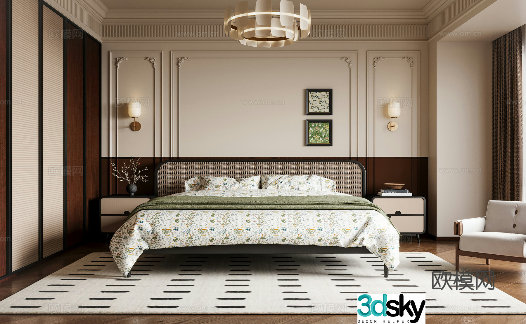Medieval style bedroom master bedroom 3d model