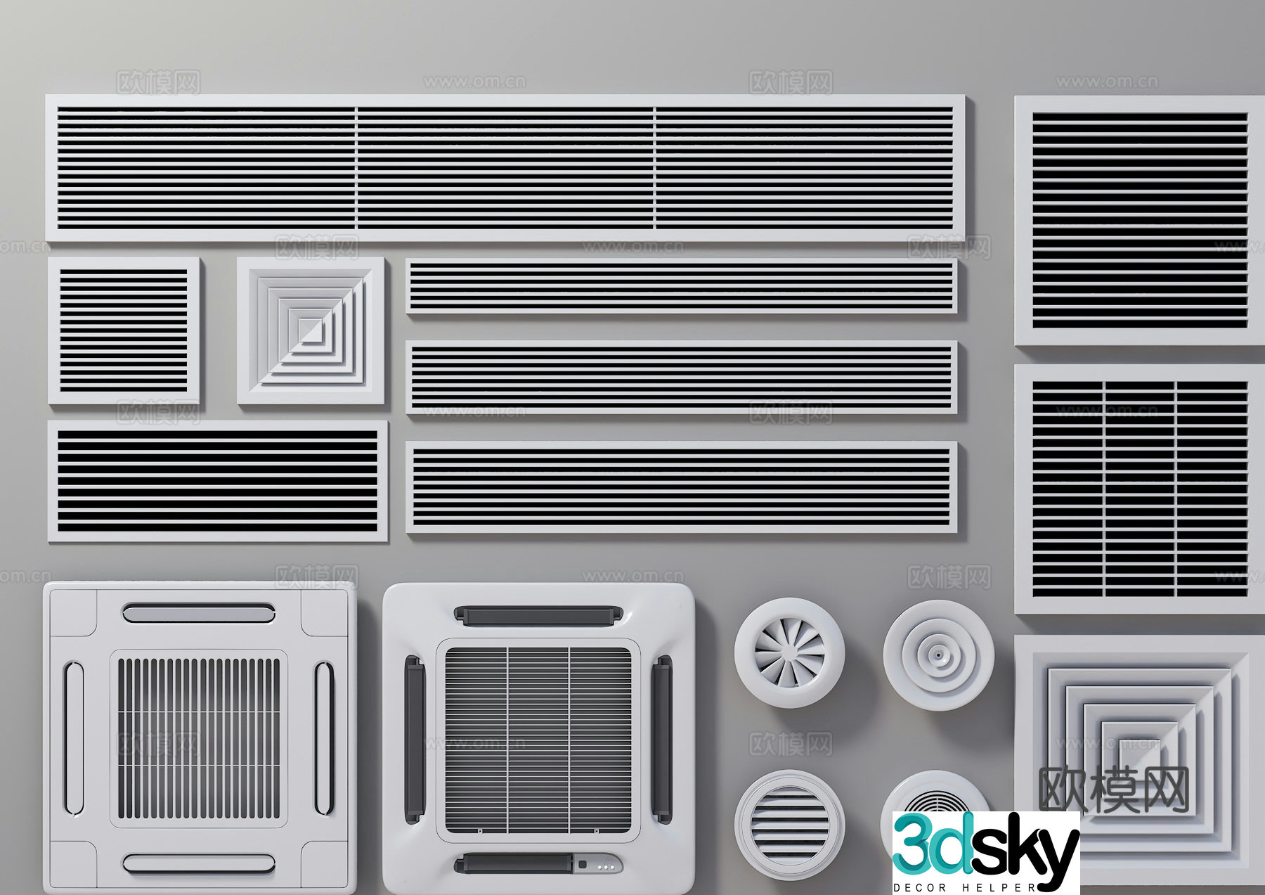 Modern air conditioner air outlet central air conditioner extremely narrow air outlet air outlet exhaust outlet 3d model