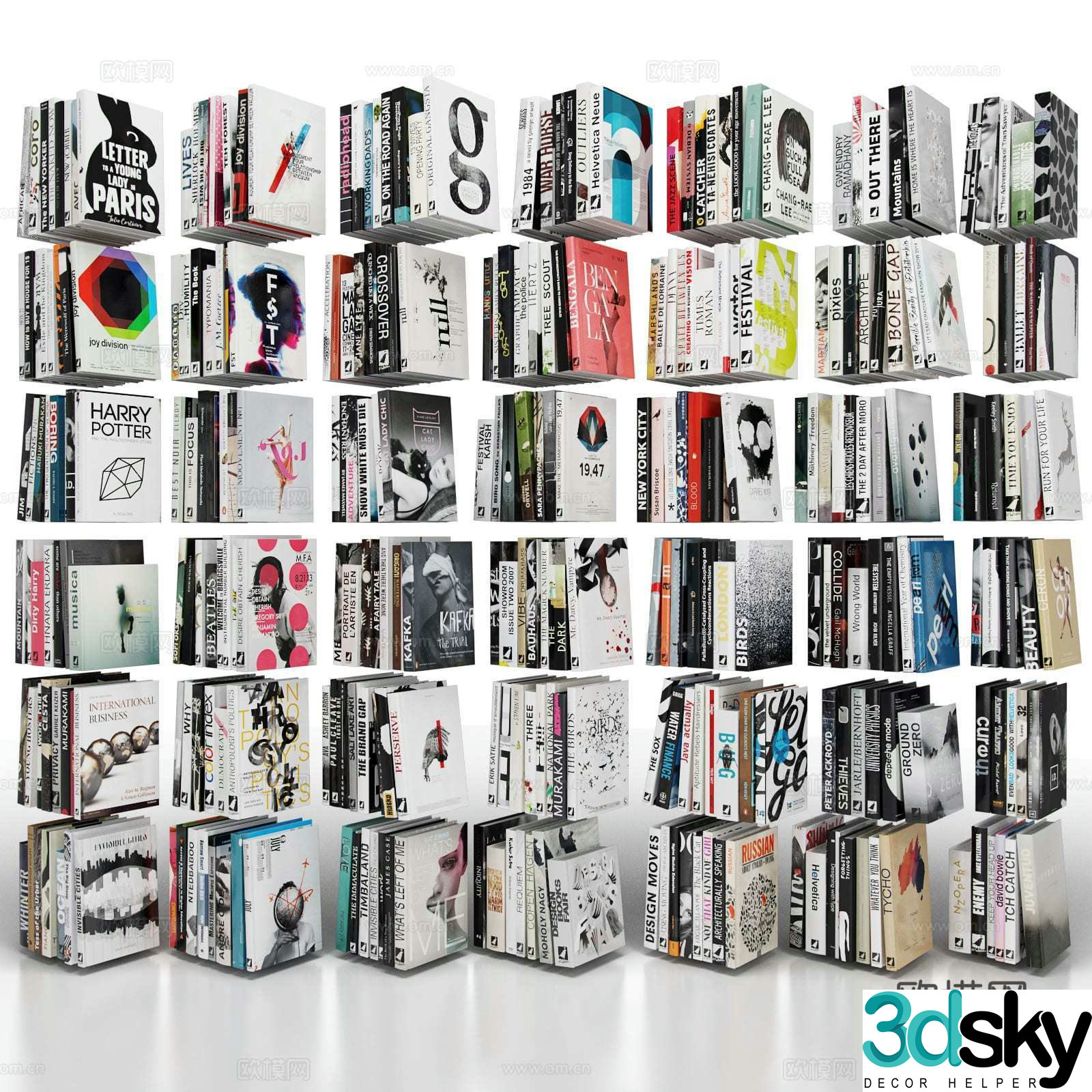 books books stack 3d model