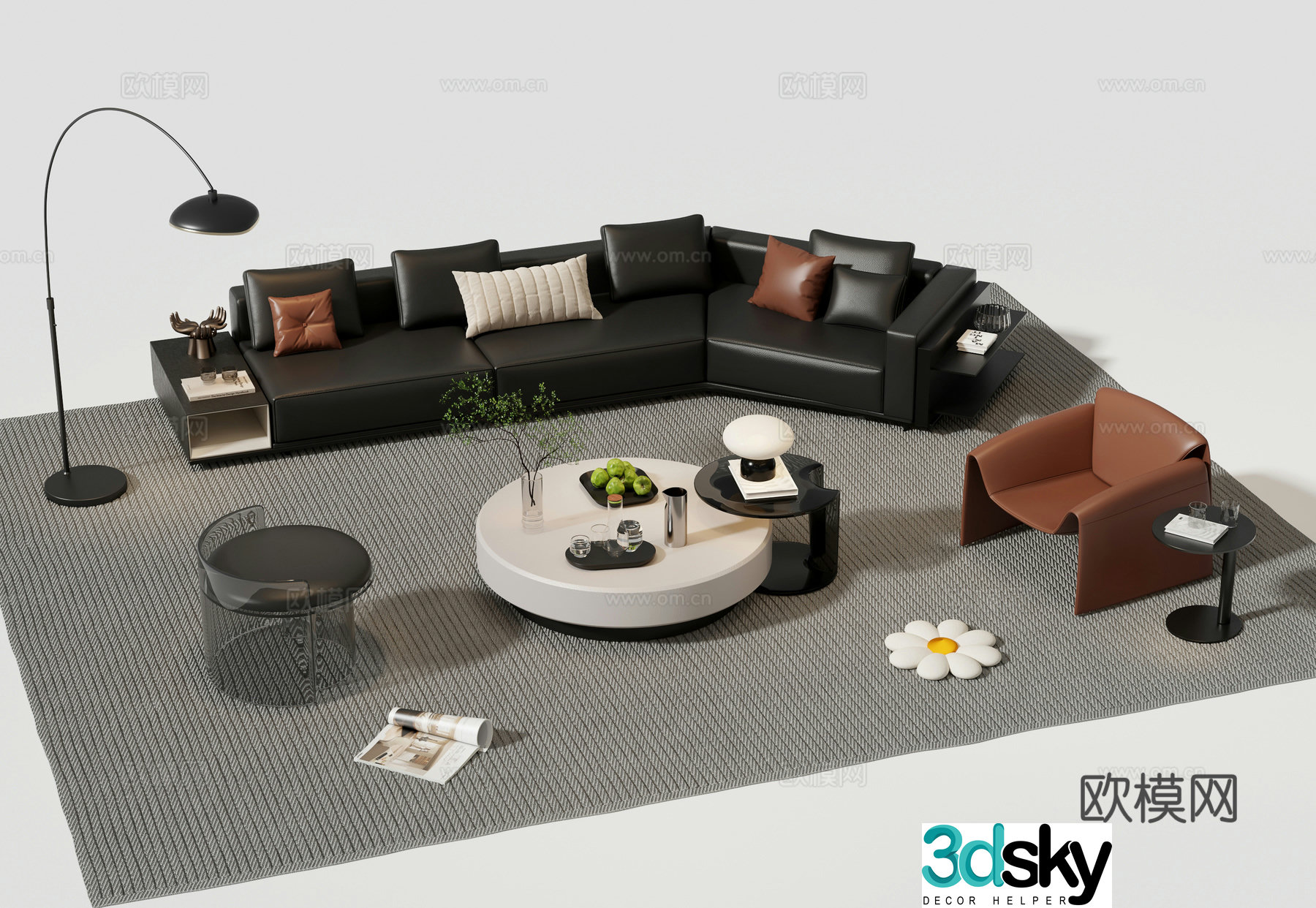 Italian style modular sofa corner sofa 3d model
