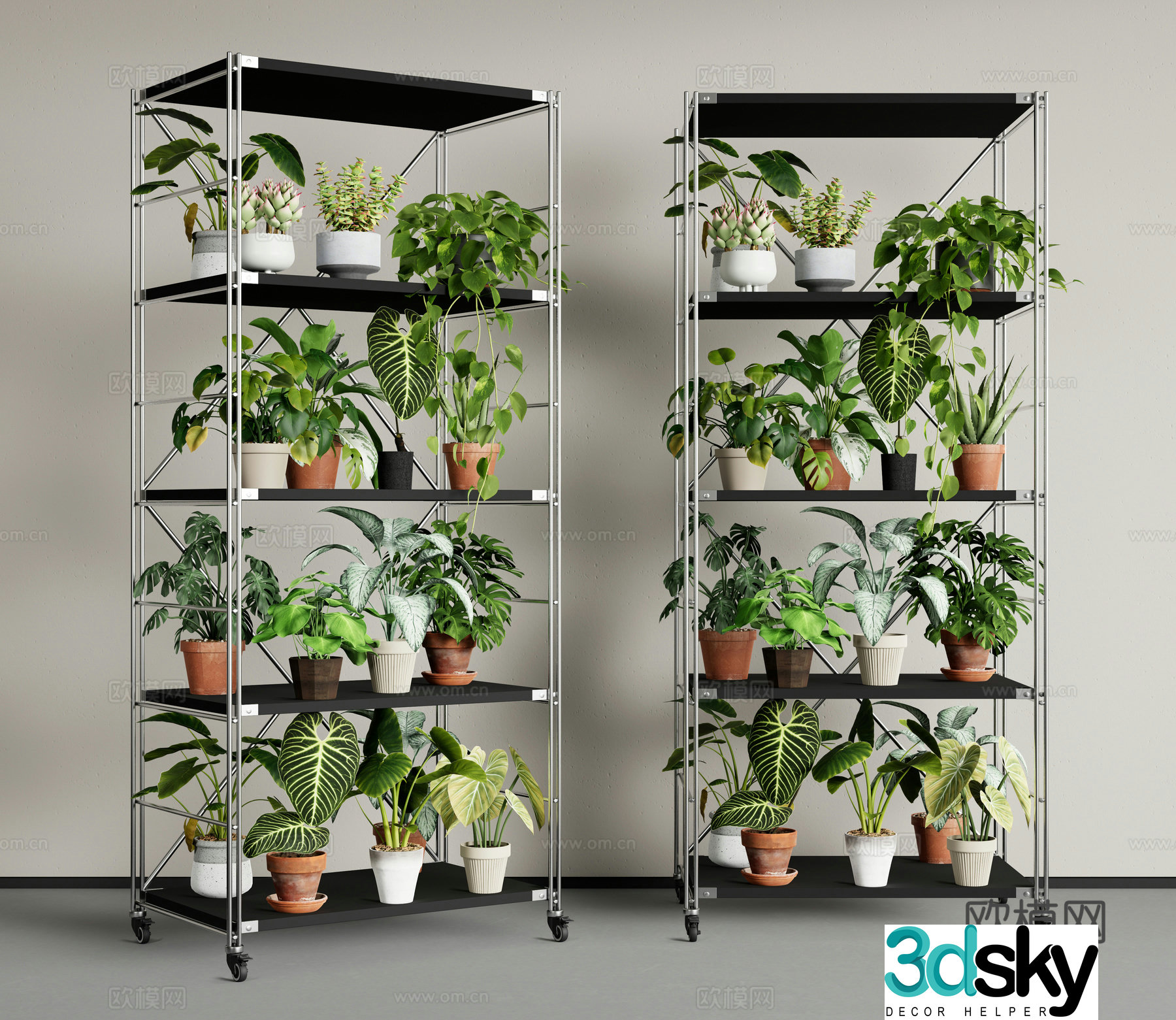 Modern plant rack flower stand potted plant pothos 3D model