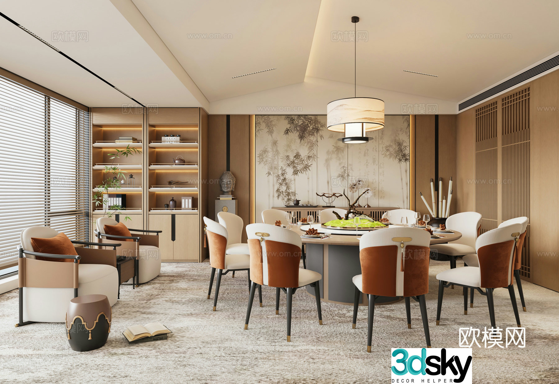 New Chinese restaurant private room 3D model