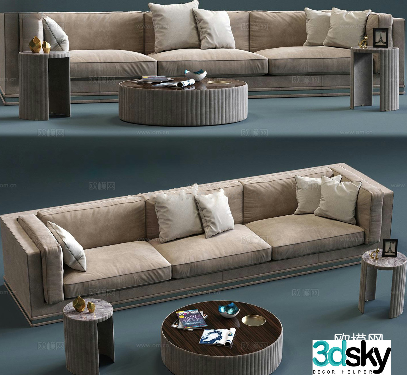 3D model of three seater sofa