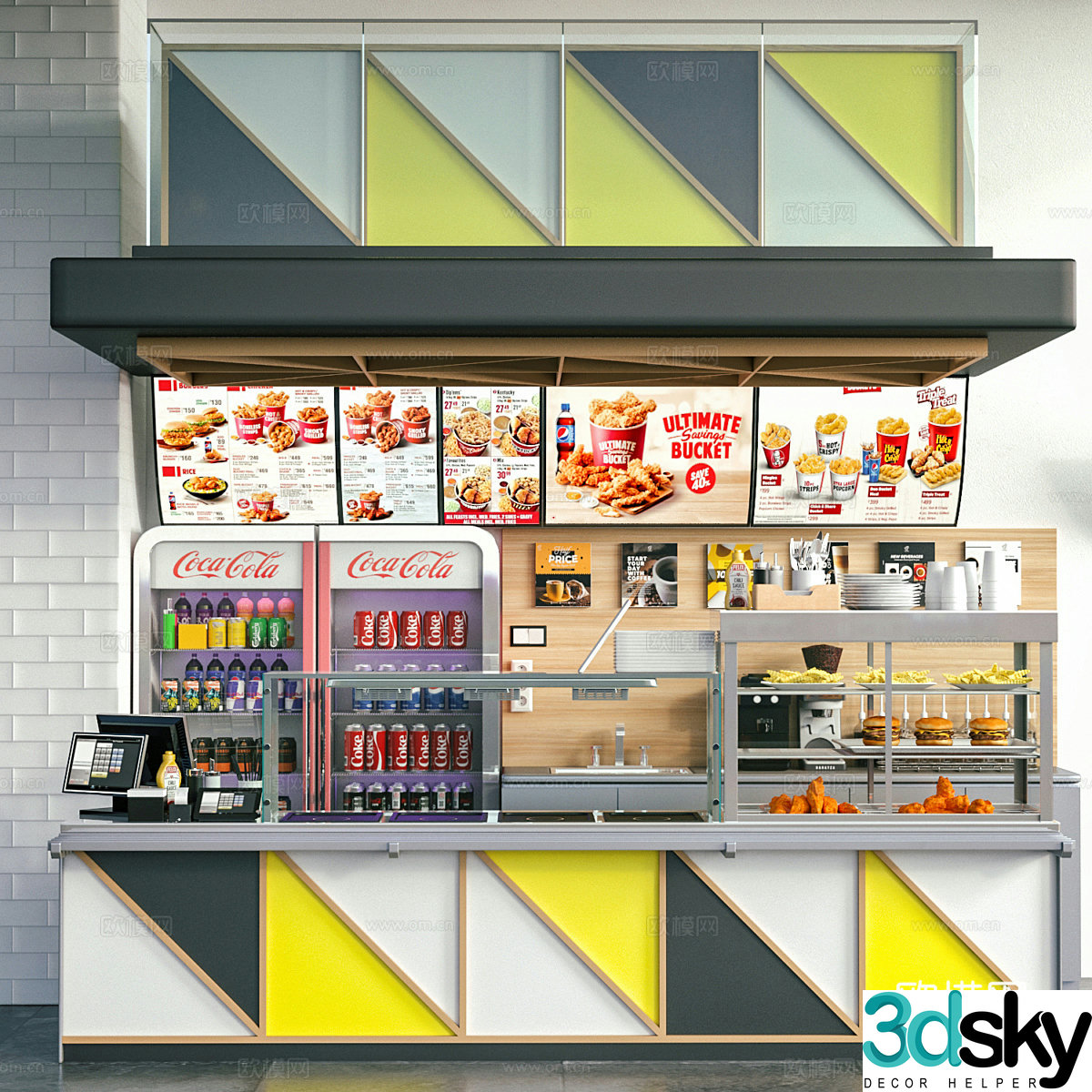 Modern fast food restaurant 3d model