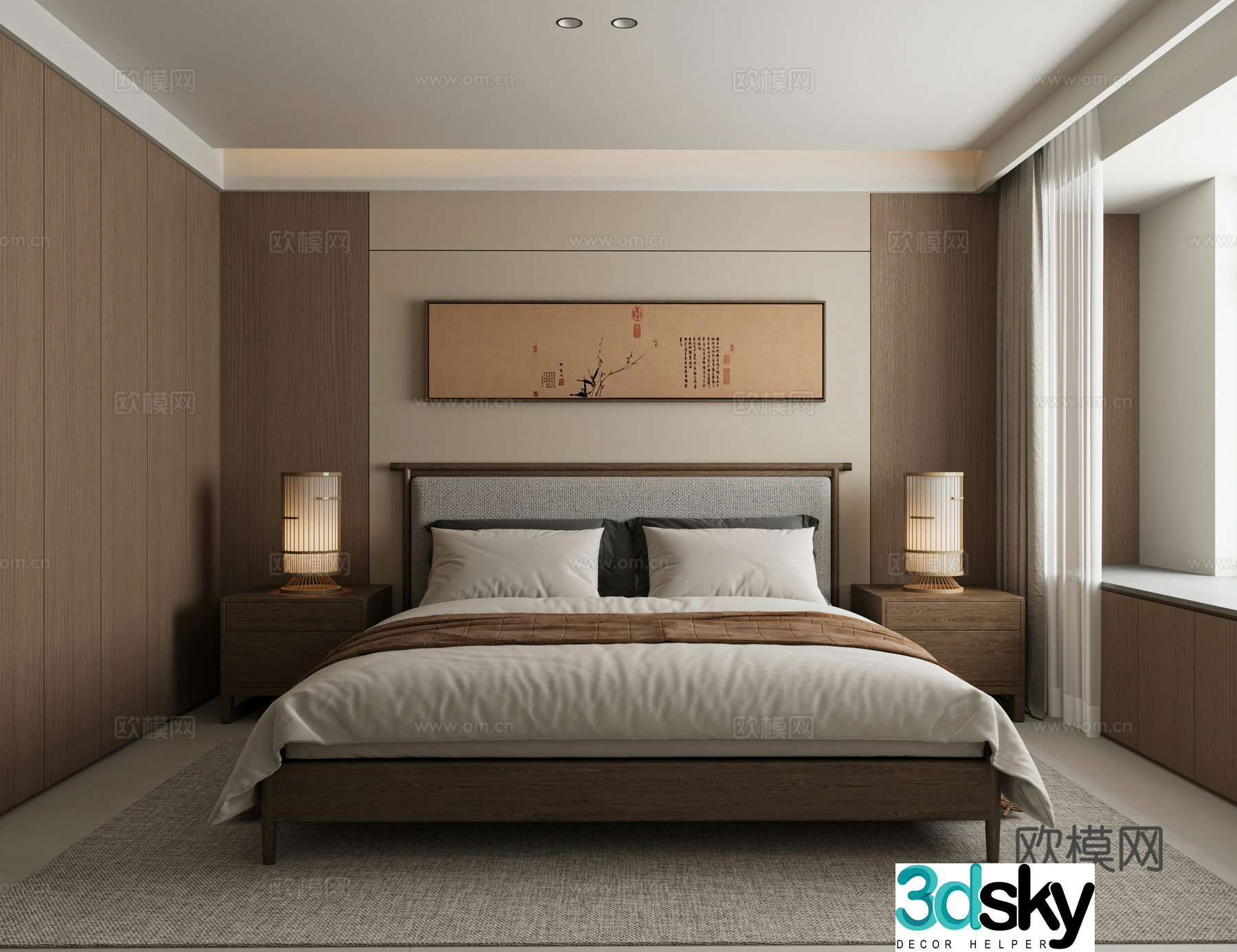 New Chinese style bedroom master bedroom 3d model