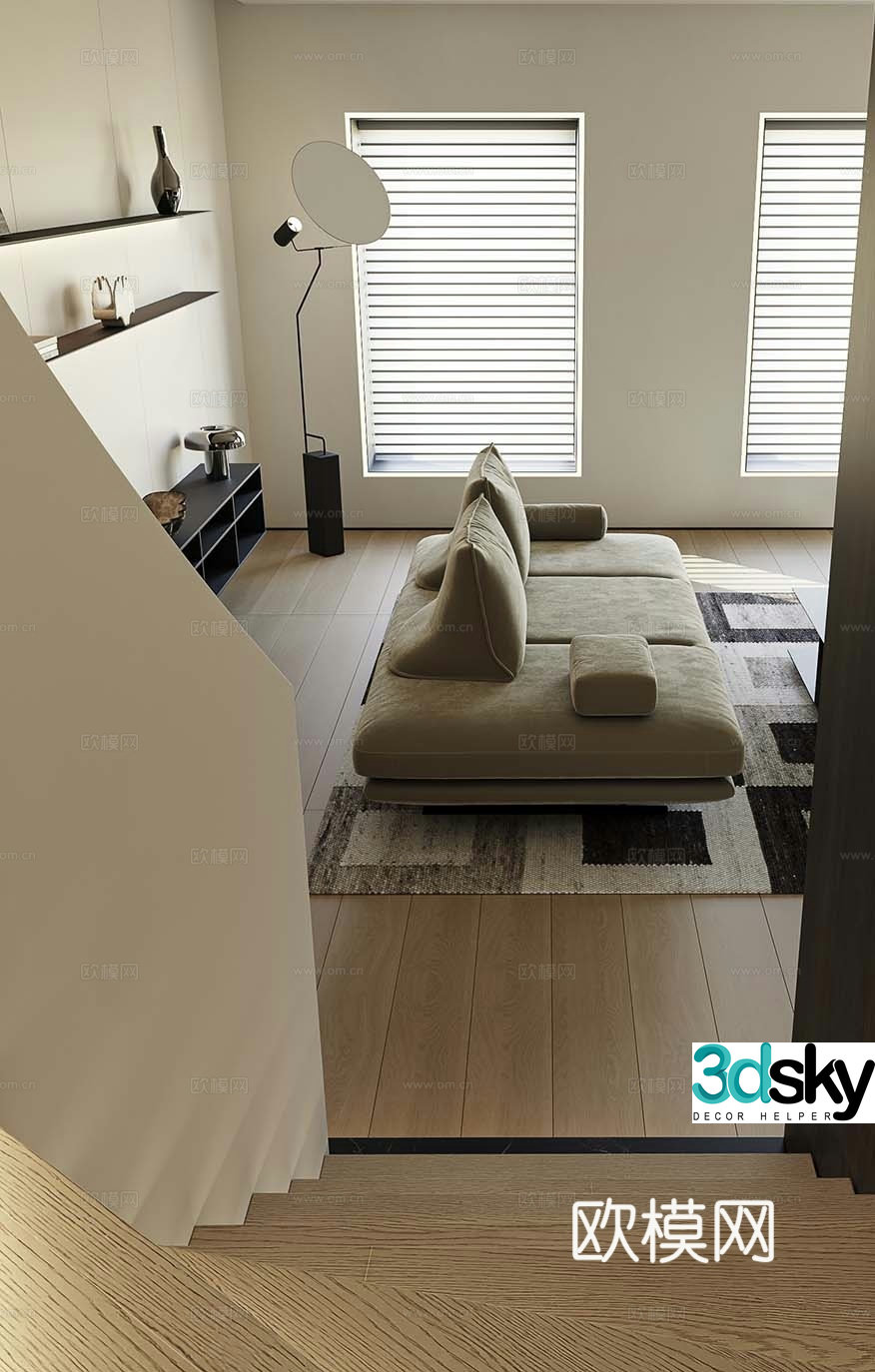 Three seater sofa island sofa 3d model