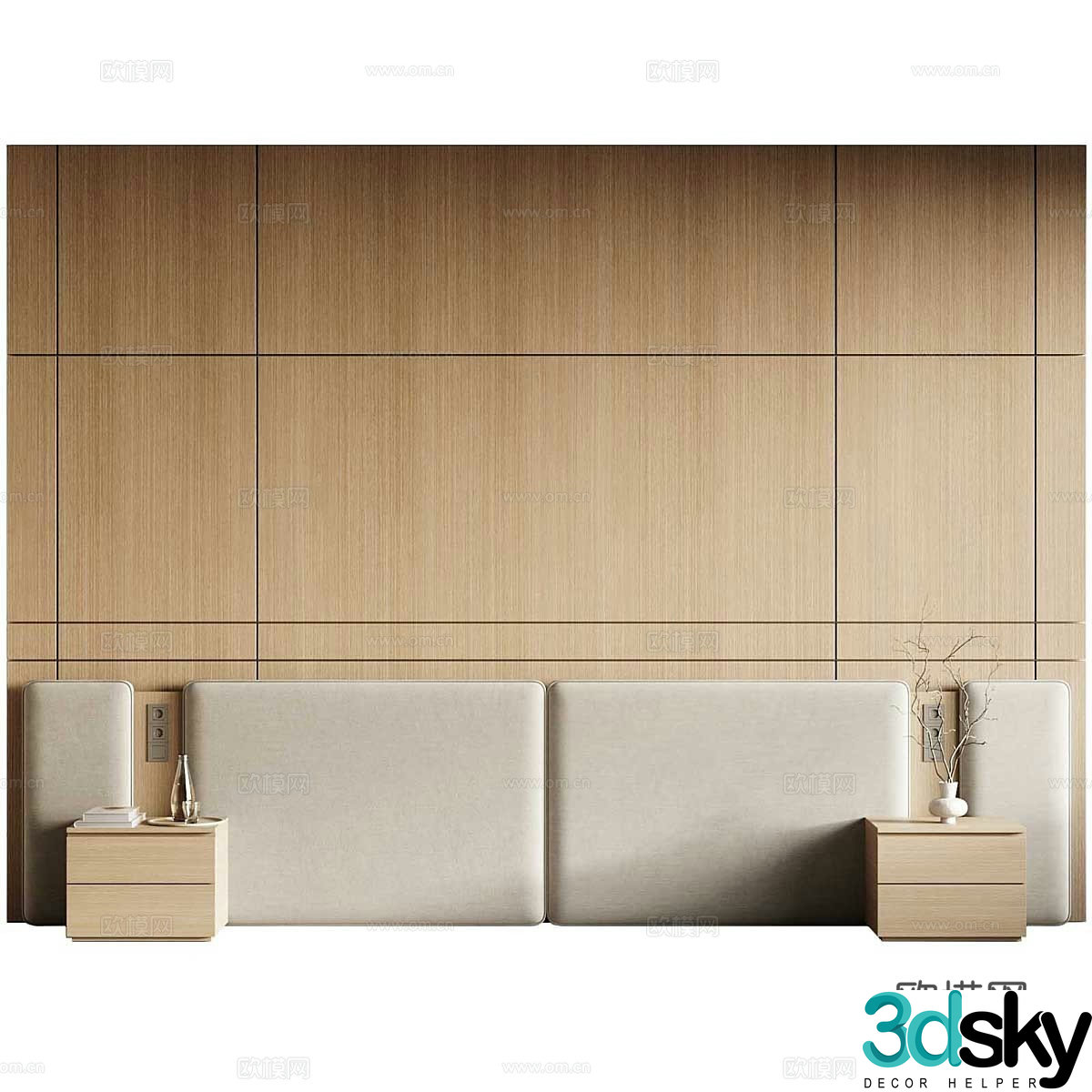 Modern bedside background wall 3d model