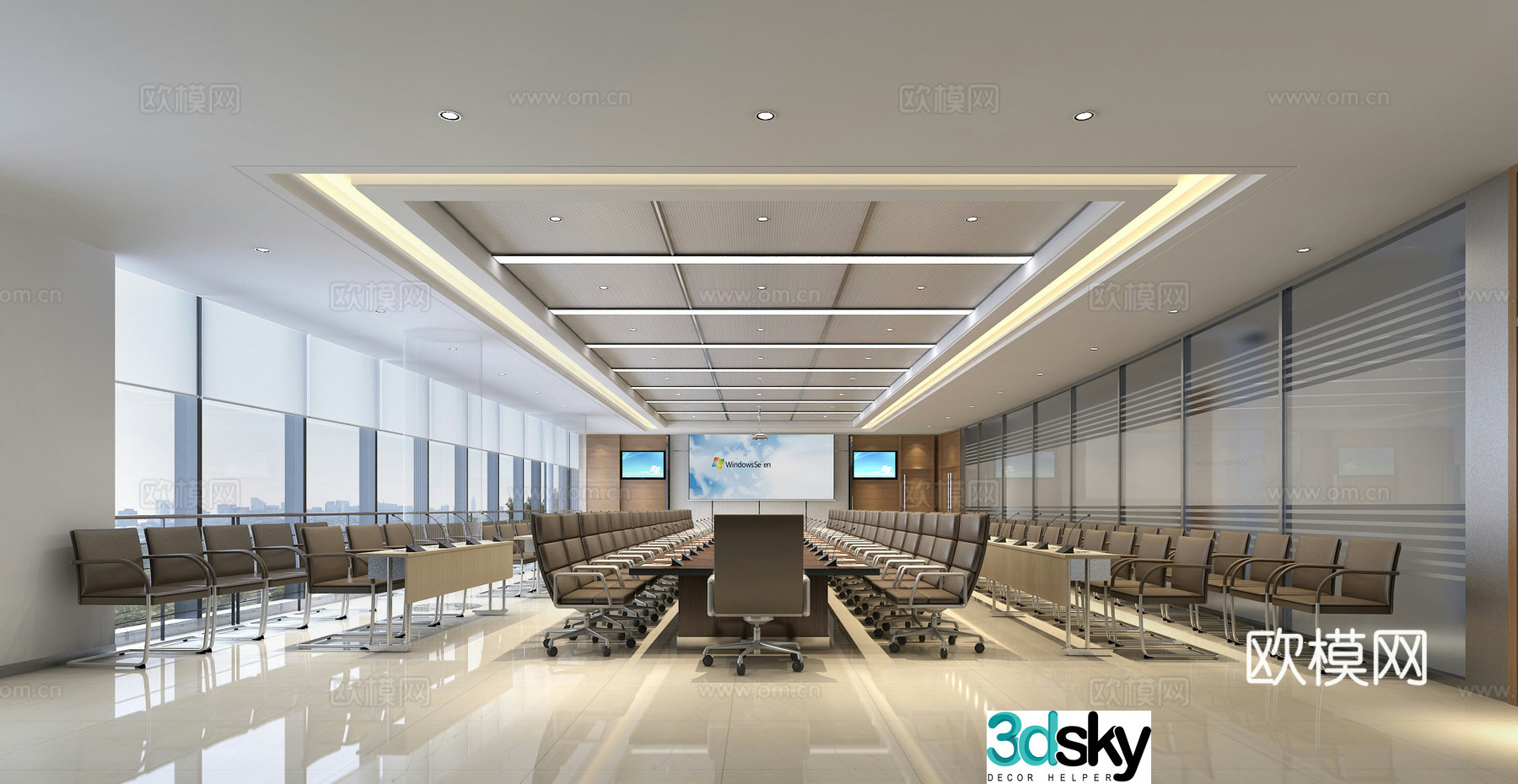 Modern large conference room 3d model