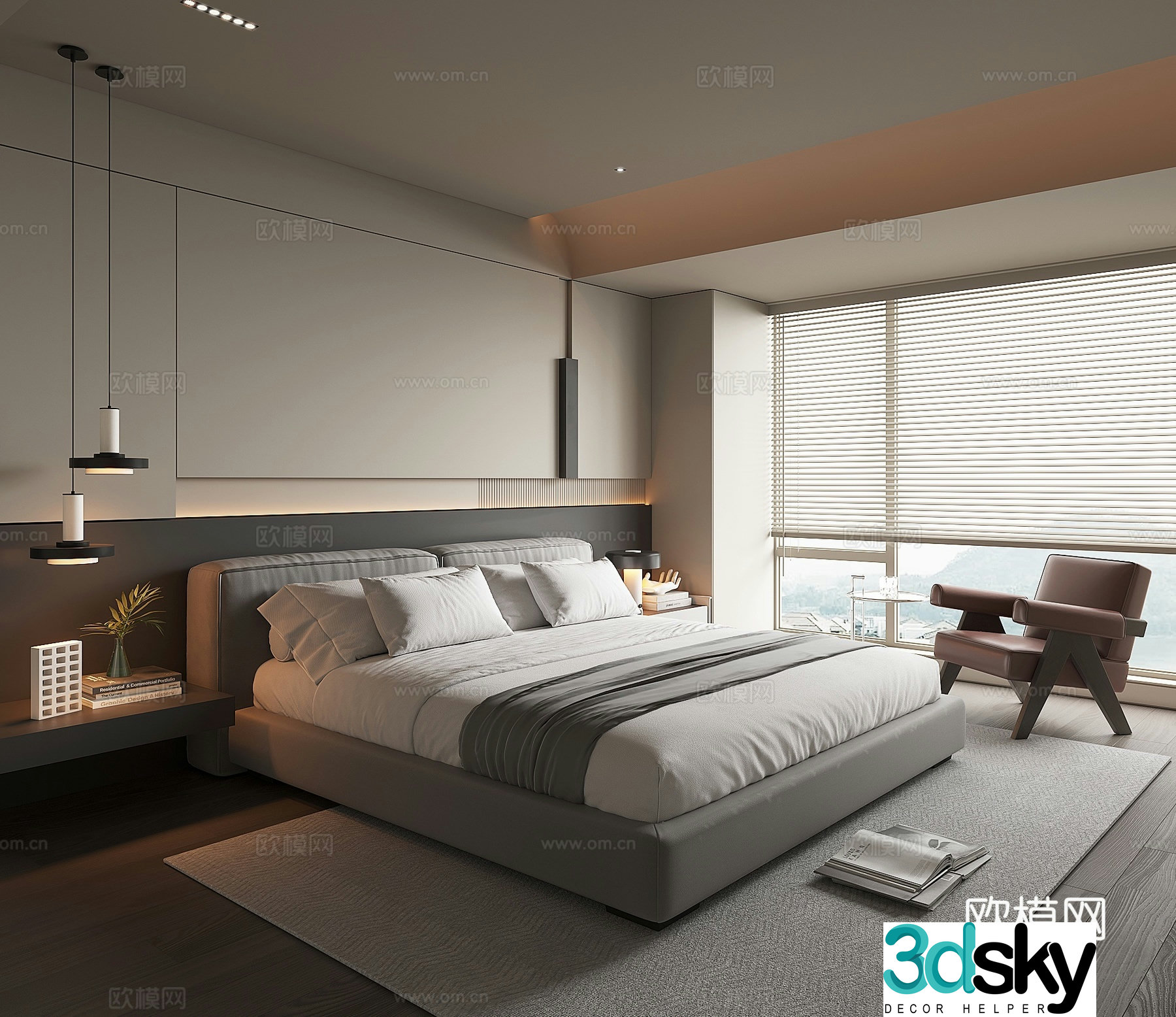 Modern bedroom master bedroom 3d model