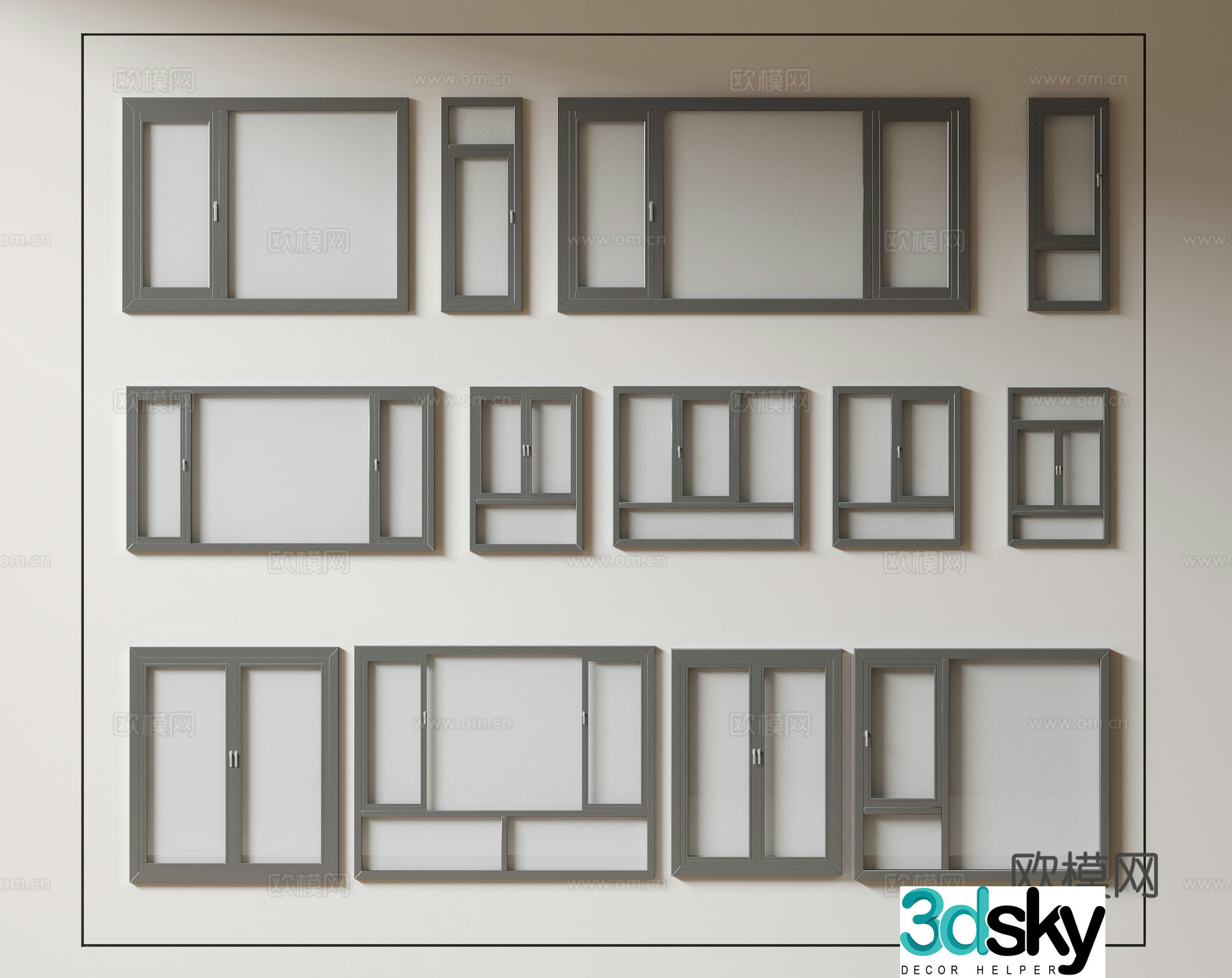 Modern windows floor-to-ceiling windows balcony windows bay windows bedroom windows sliding windows 3d model