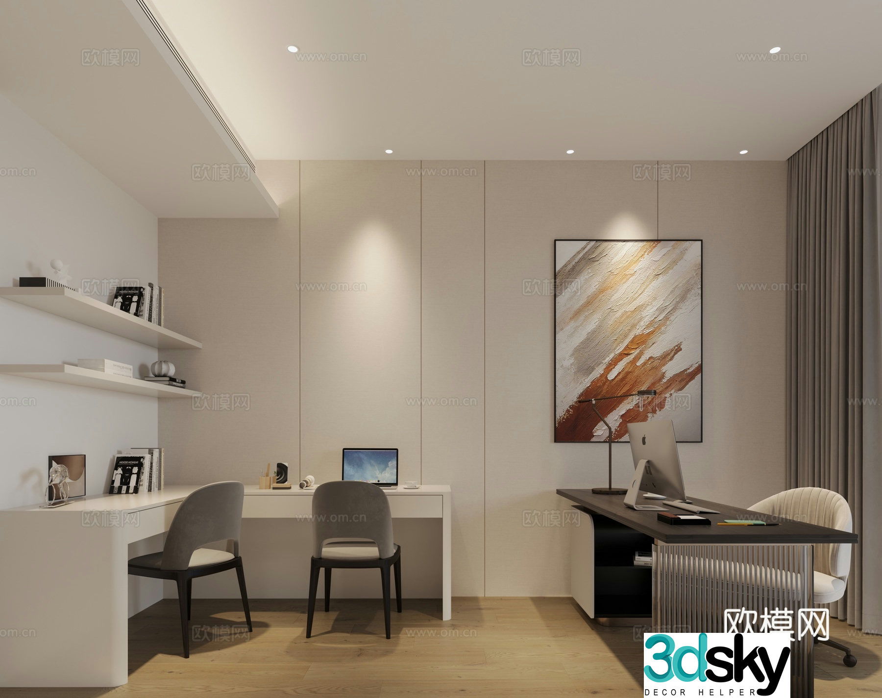 Modern study room 3d model
