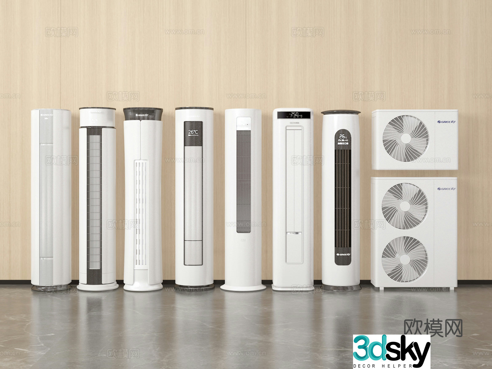 Vertical air conditioner cylindrical air conditioner 3d model