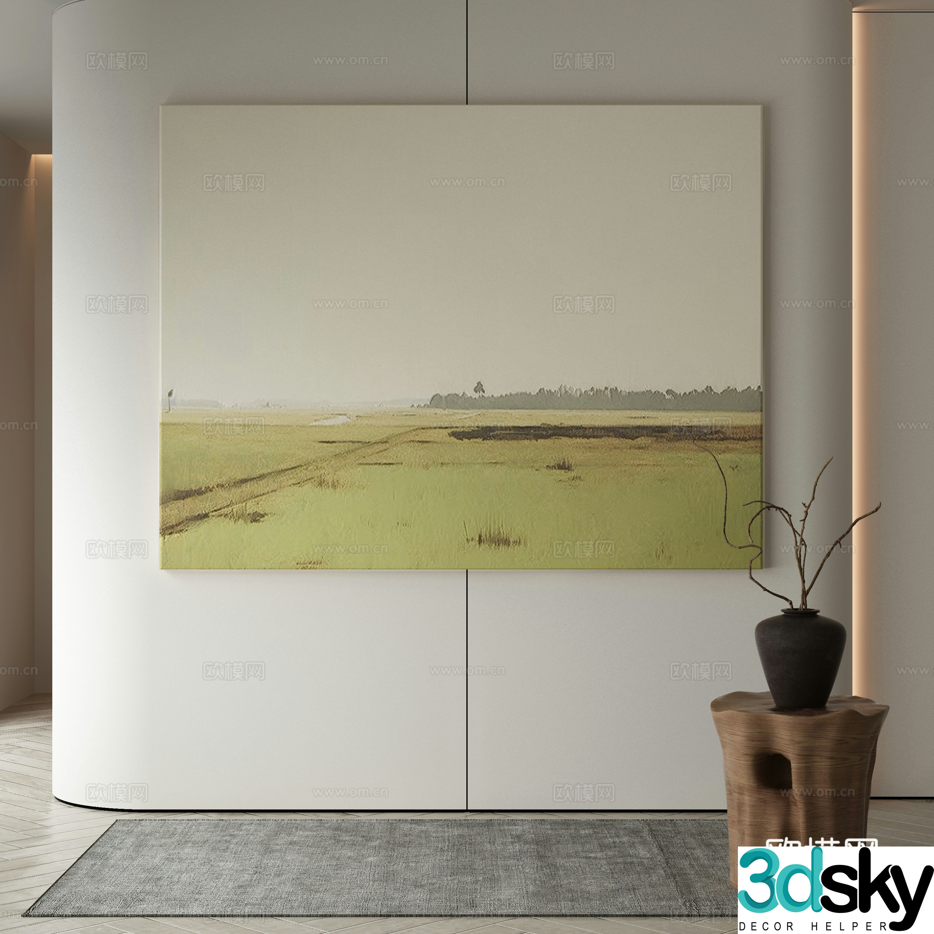 Modern decorative painting texture painting landscape painting 3d model