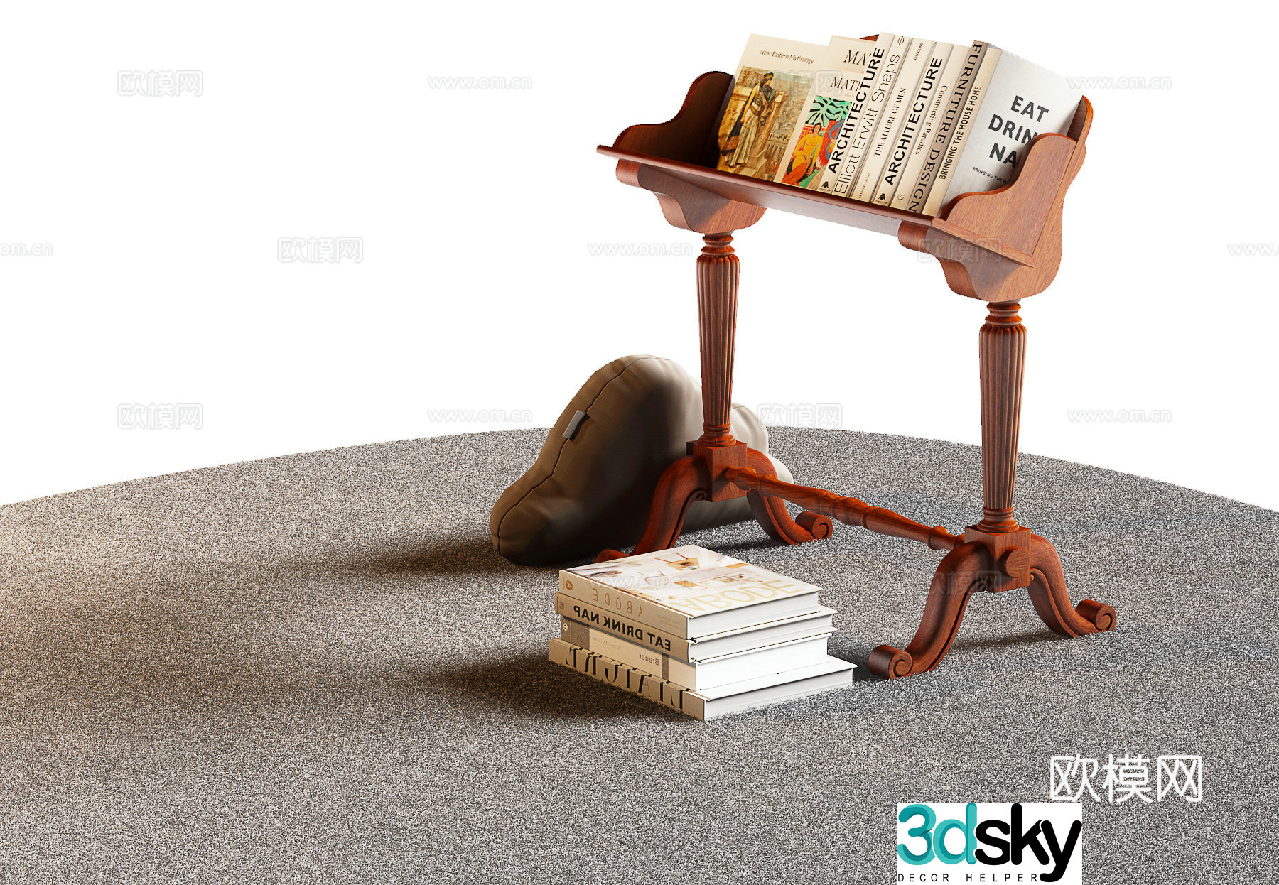 American bookshelf magazine rack 3d model
