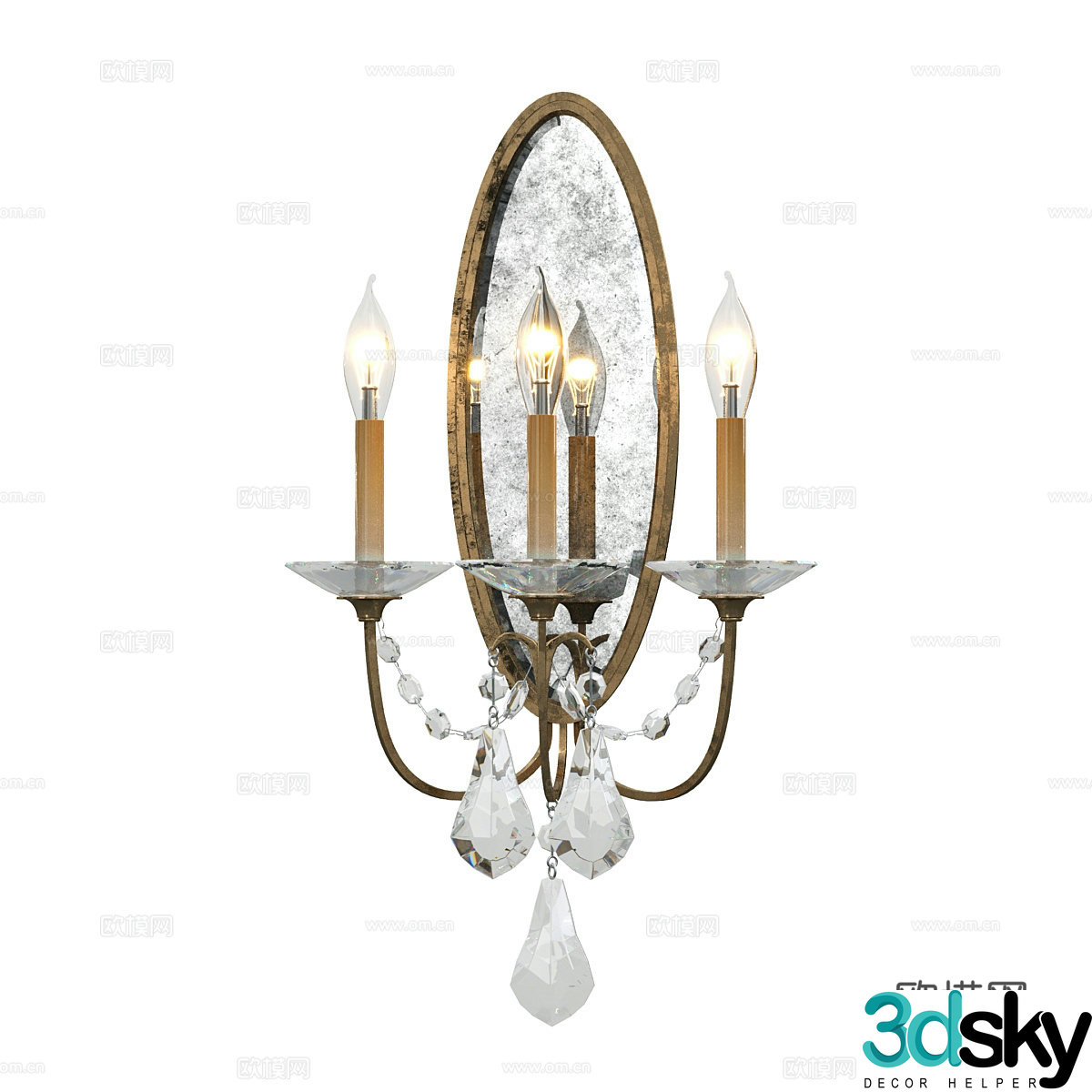 Simple European candlestick wall lamp 3d model