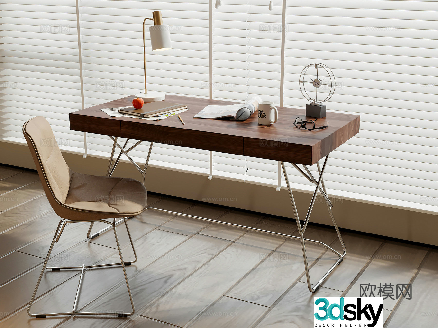 Modern desk computer desk 3d model