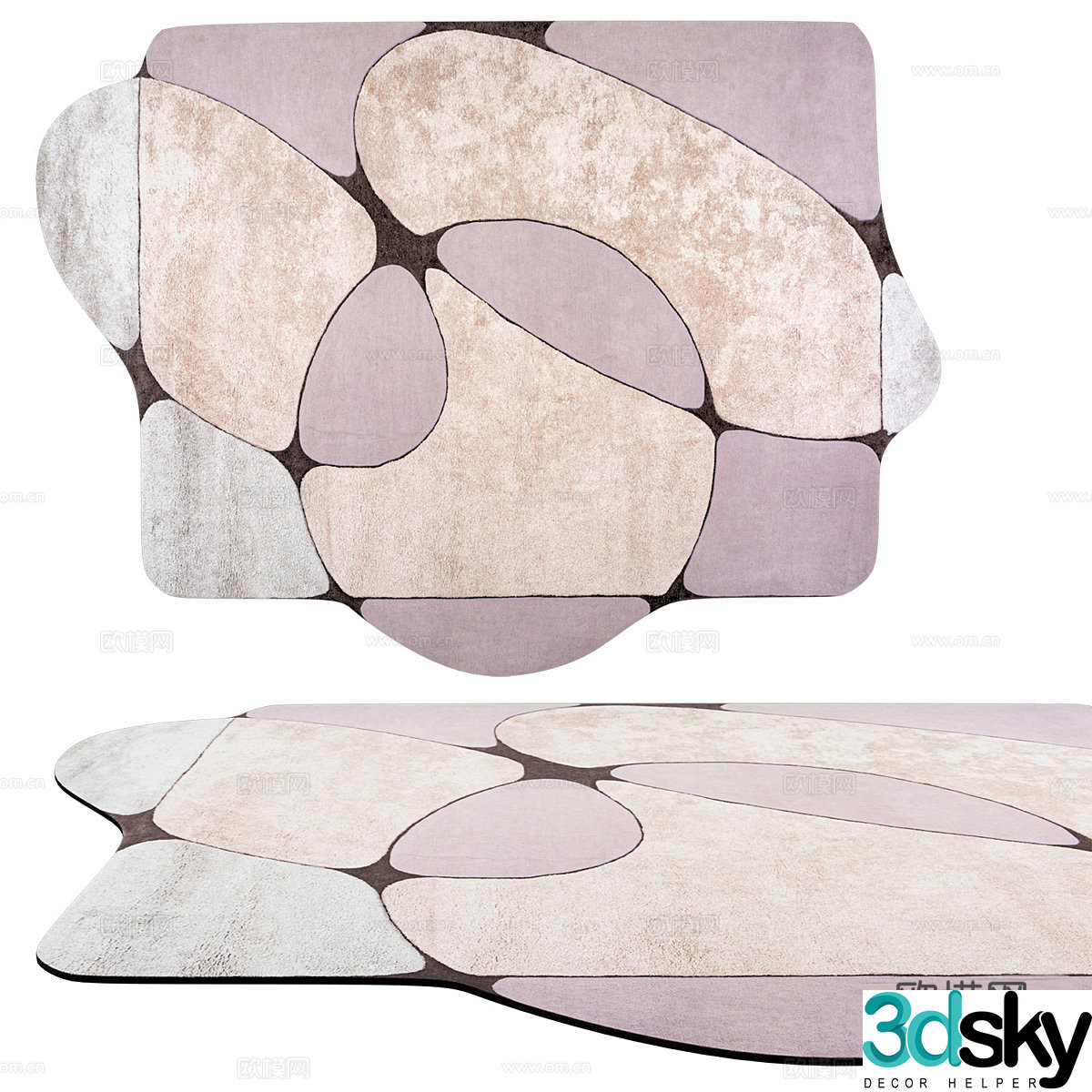 Modern special-shaped carpet living room carpet polygonal carpet 3d model