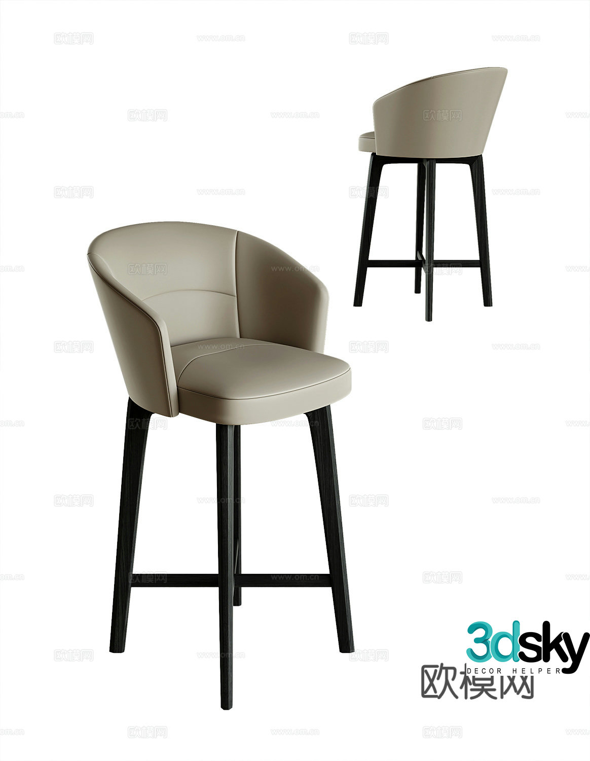 Modern bar stool bar stool high stool 3d model