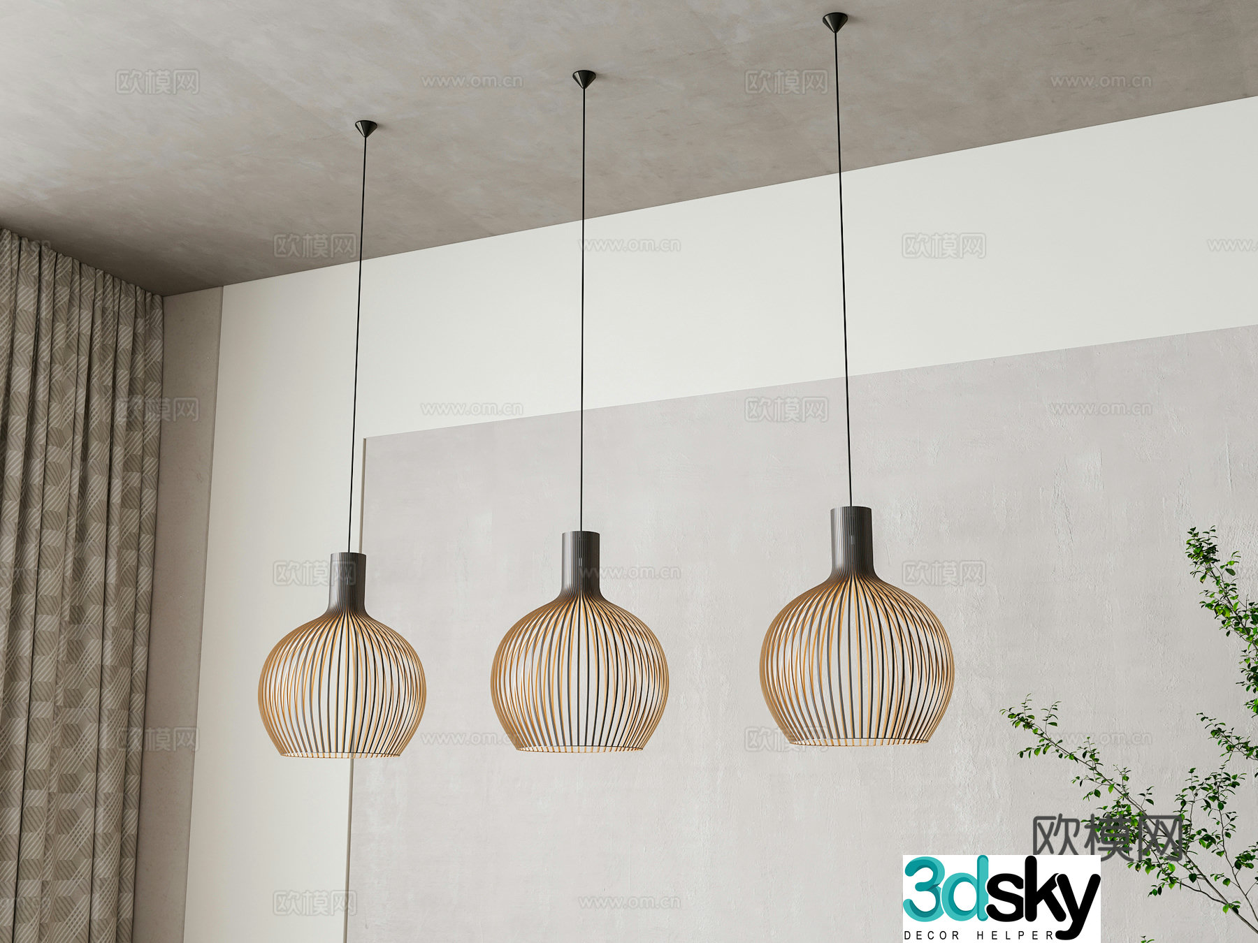 New Chinese style hollow chandelier 3d model