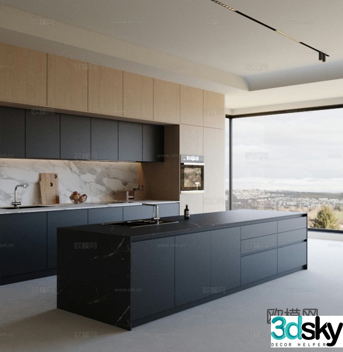 Open kitchen island cabinet 3d model
