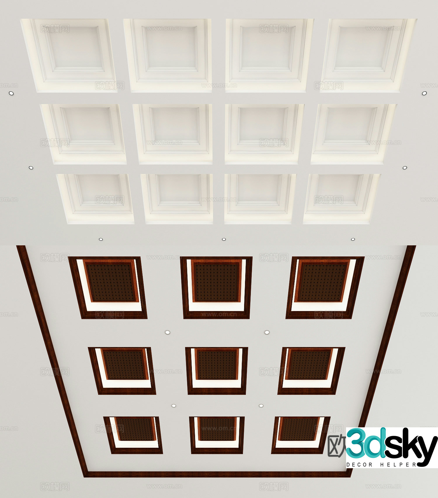 American style suspended ceiling square suspended ceiling modeling ceiling 3d model