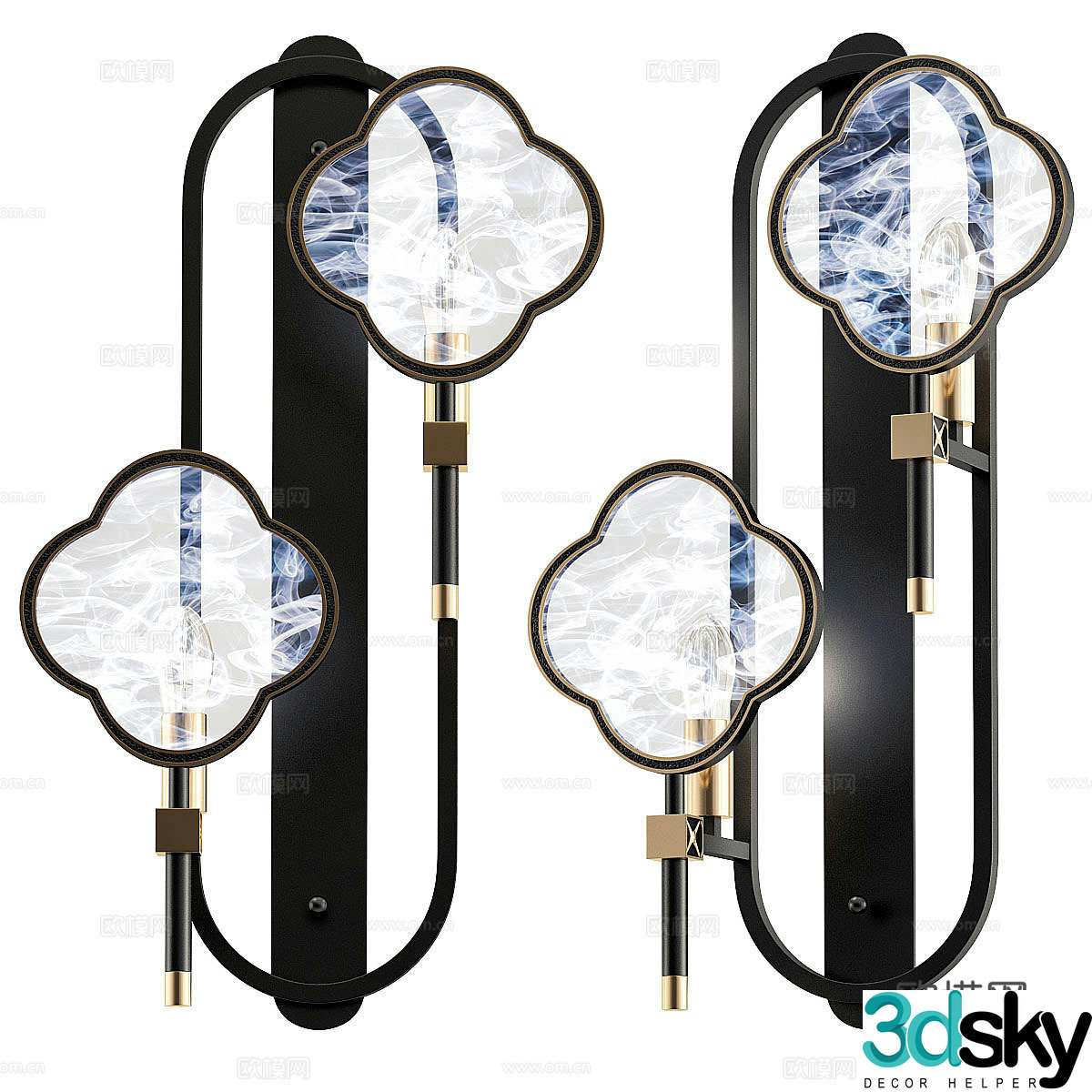 New Chinese style plum blossom wall lamp 3d model