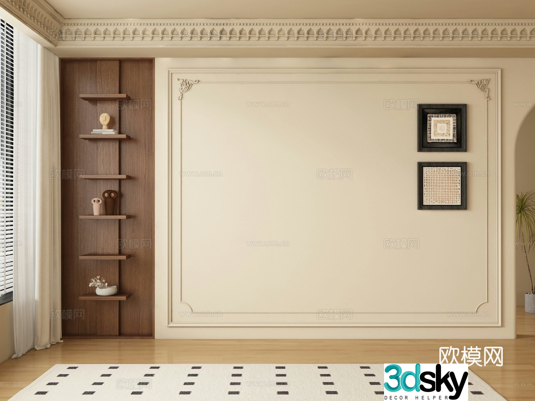 French restaurant background wall 3D model