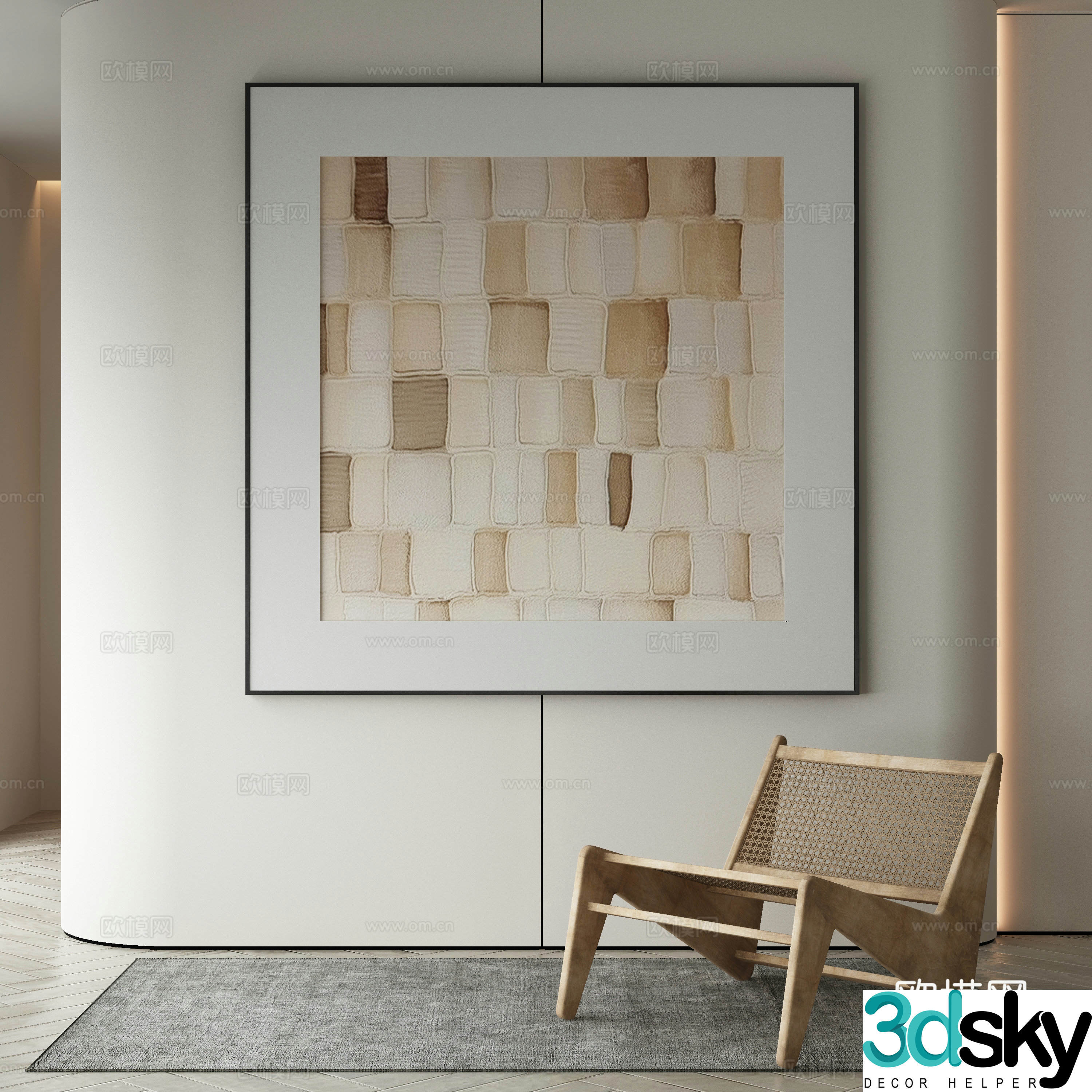Modern decorative painting texture painting hanging painting 3d model
